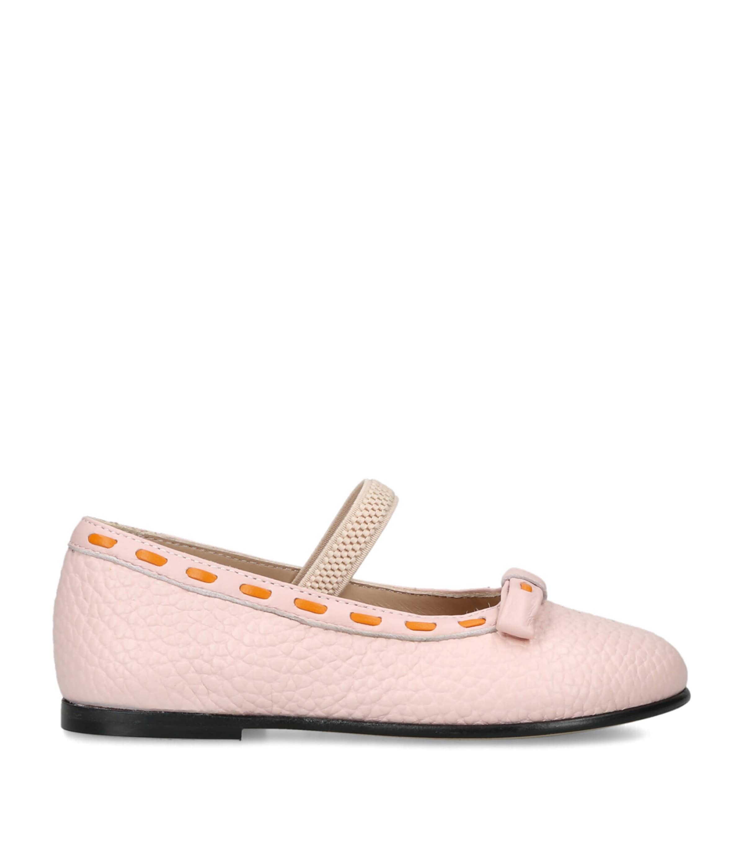 Fendi Kids Leather Ballet Flats Pink