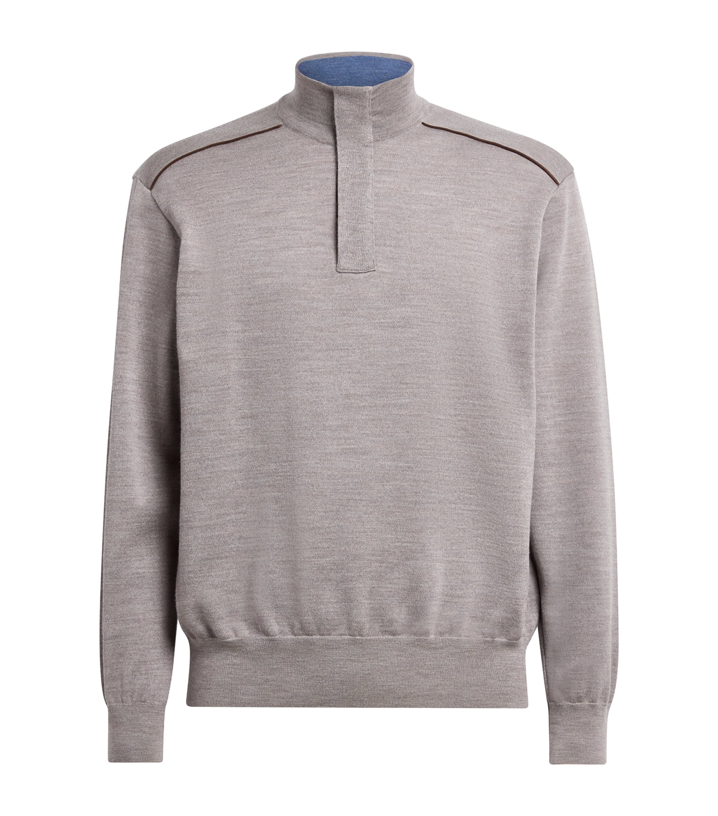 Paul & Shark Mens Virgin Wool Quarter-Zip Sweater Beige