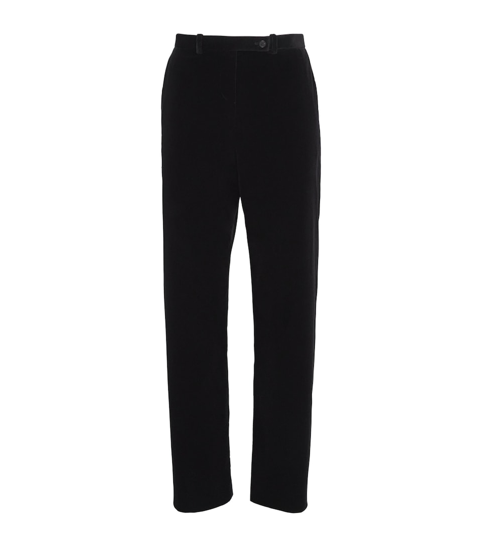 Khaite Womens Velvet Hunter Straight Trousers Black