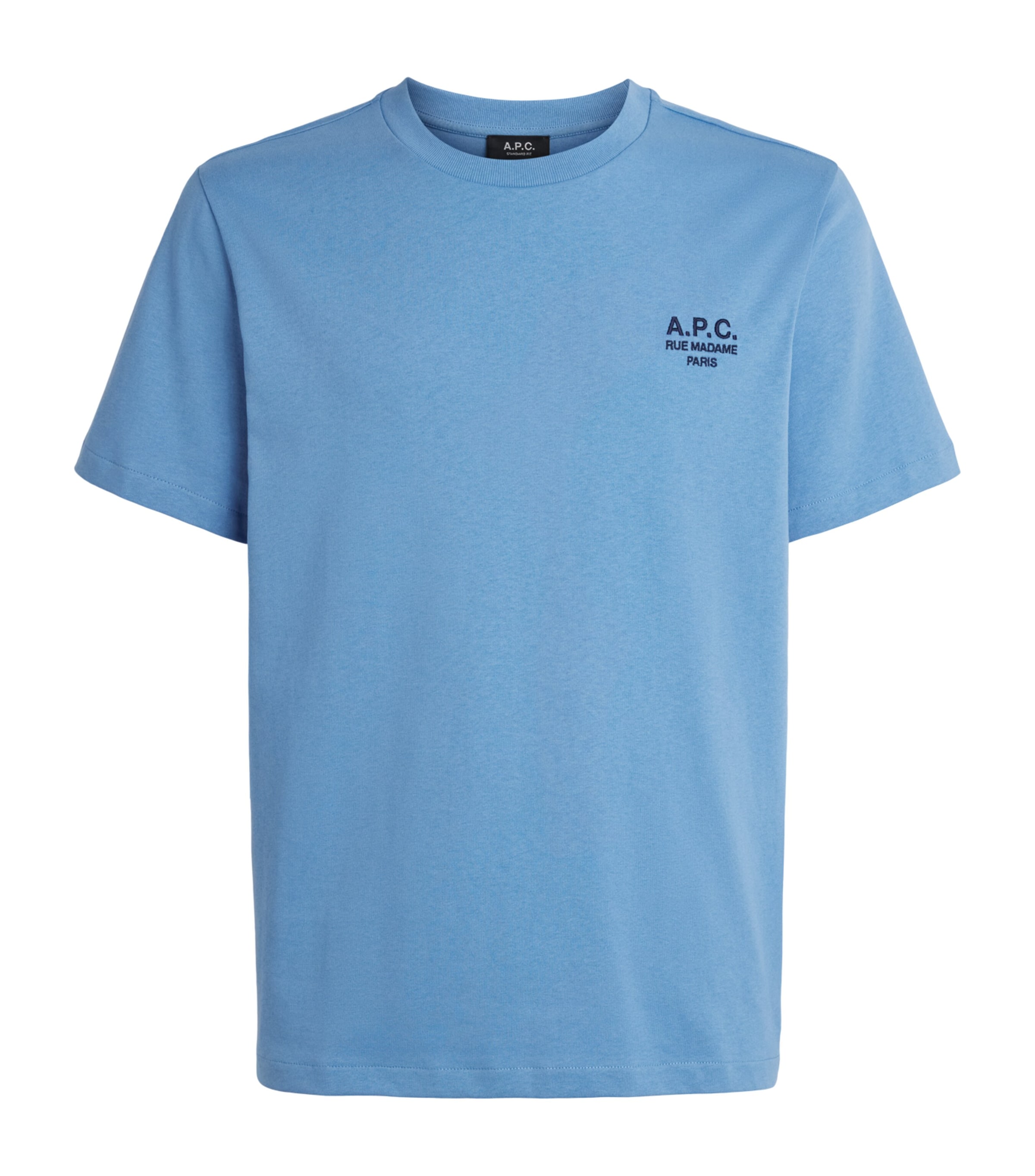 A.P.C. Mens Cotton Rue Madame Logo T-Shirt Bleu Clair/bleu Fonc