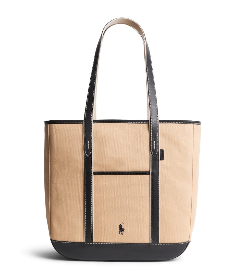 Polo Ralph Lauren Medium Canvas Shopper Tote Bag Porcelain/black