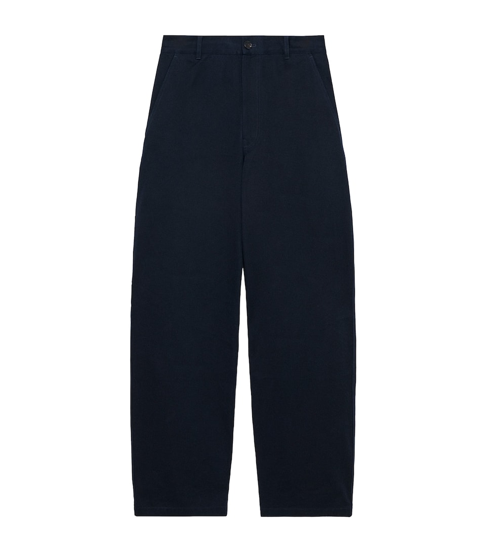 LOEWE Mens Cotton Straight Trousers Dark Navy