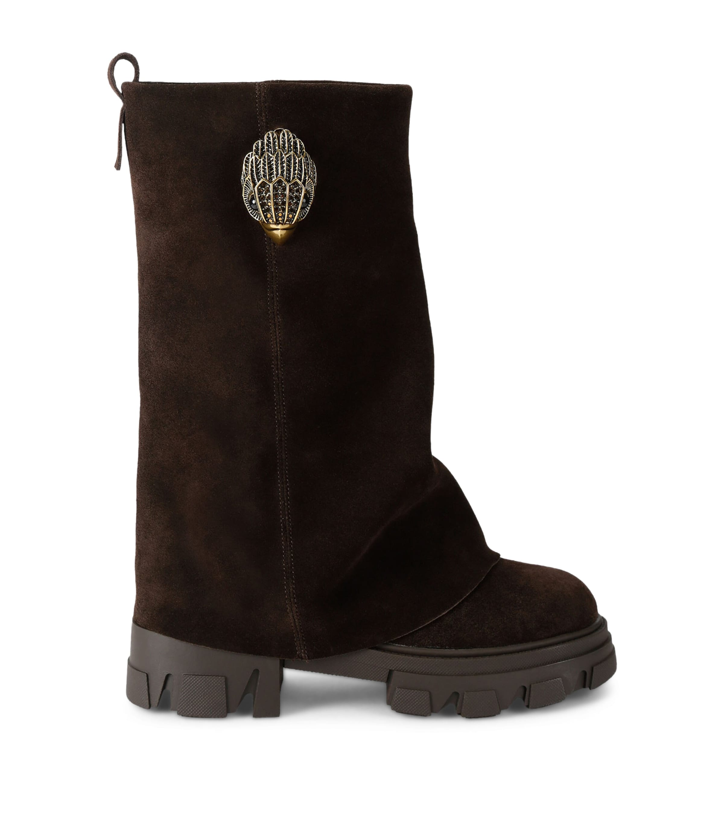 Kurt Geiger London Suede Stomp Foldover Boots 50 Brown