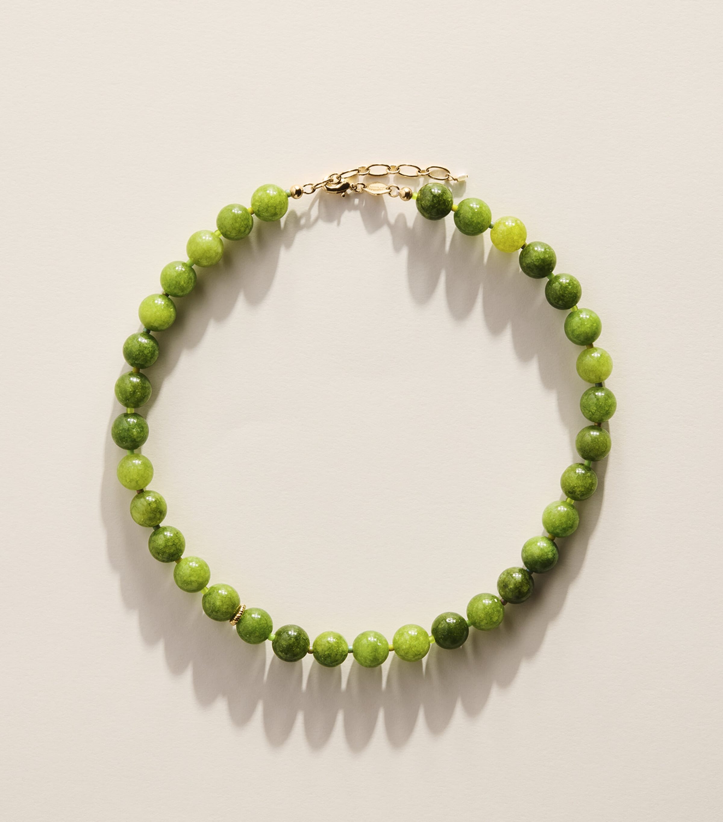 Anni Lu Gold-Plated Beaded Ball Necklace Sage Green