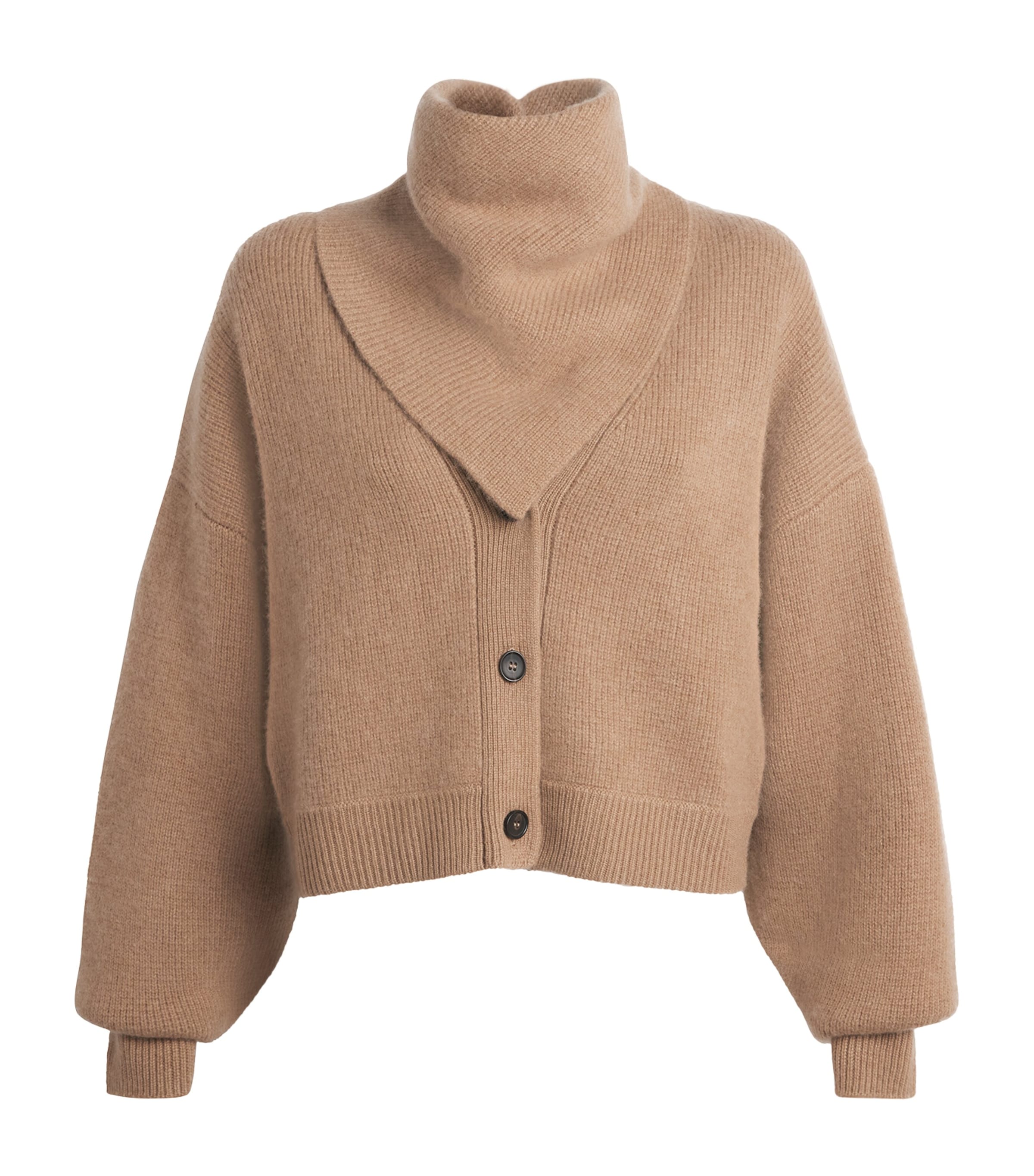 Le Kasha Womens Organic Cashmere Scarf Derios Cardigan Camel