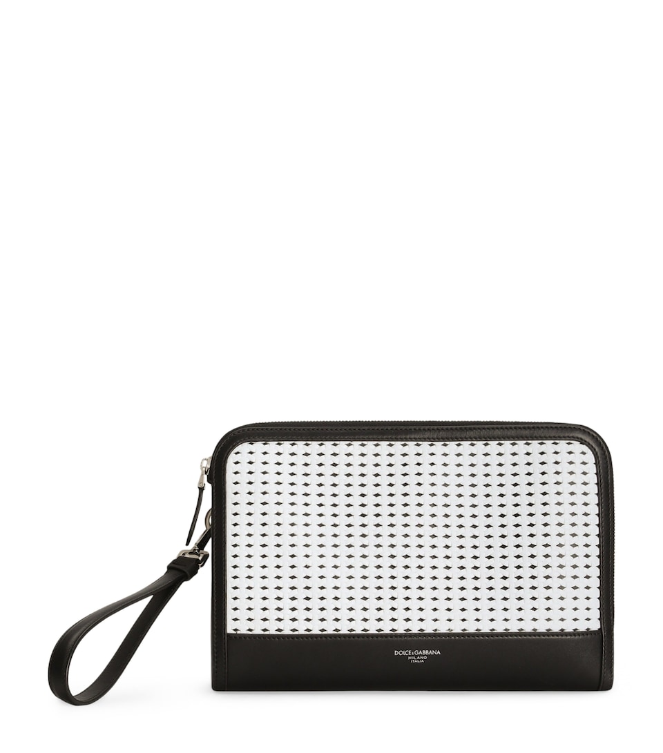 Dolce&Gabbana Plongé Calfskin Atene Pouch Black/white