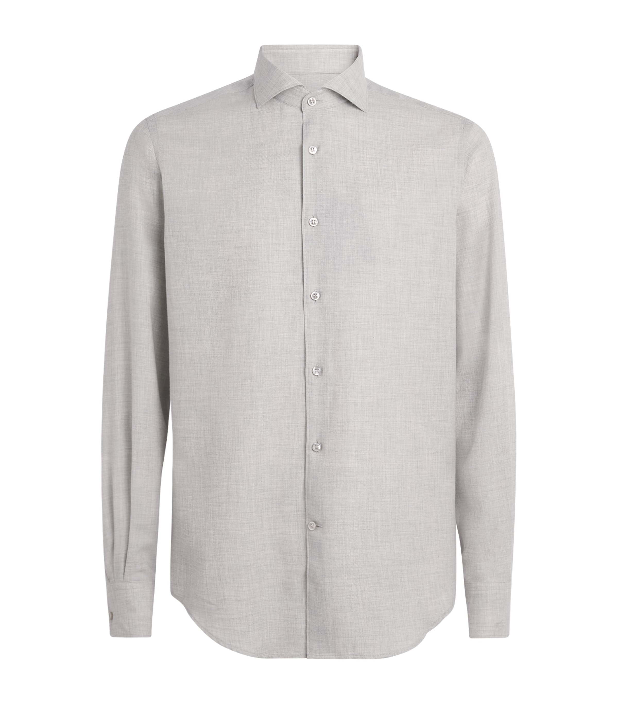 Paul & Shark Mens Cotton-Cashmere Shirt Melange Grey