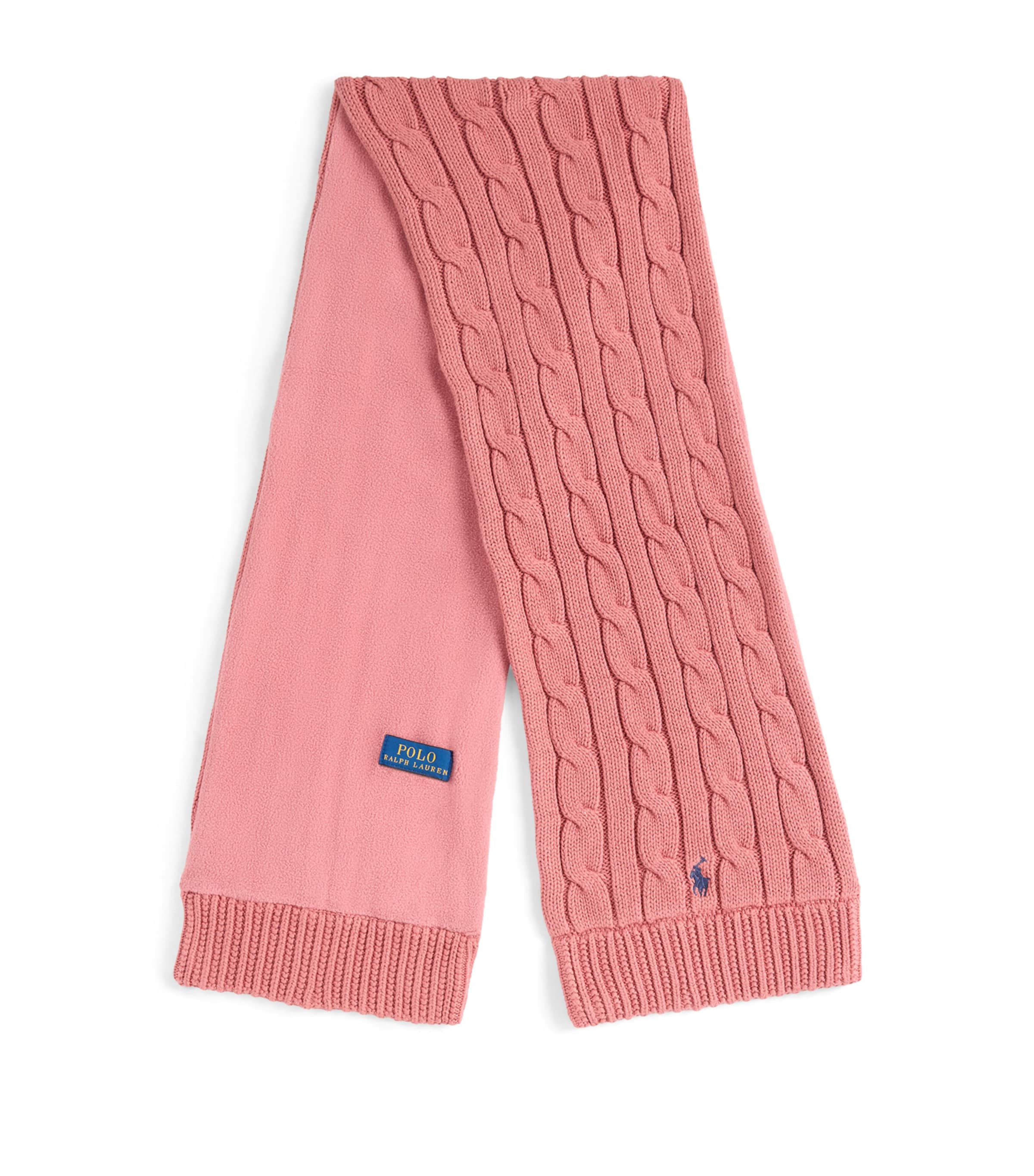 Ralph Lauren Kids Cable-Knit Polo Pony Scarf Canvas Pink