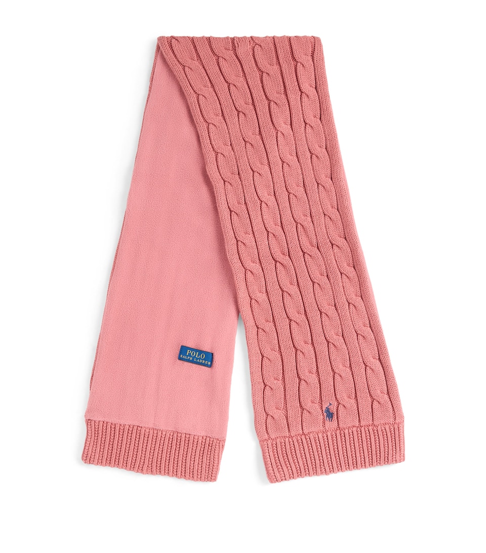 Ralph Lauren Kids Cable-Knit Polo Pony Scarf Canvas Pink