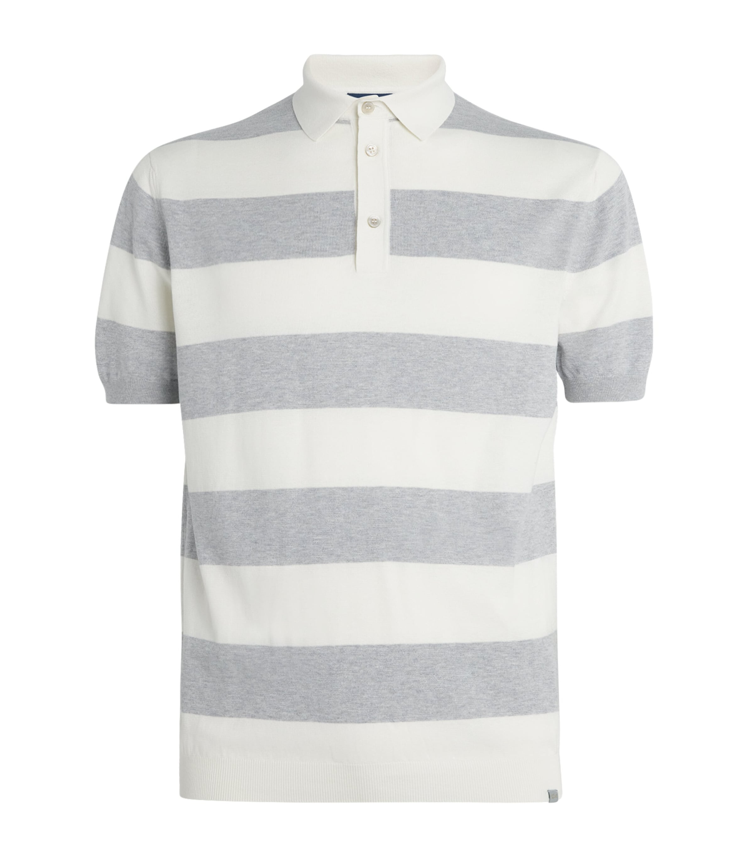 Silk-Cotton Stripe Polo Shirt
