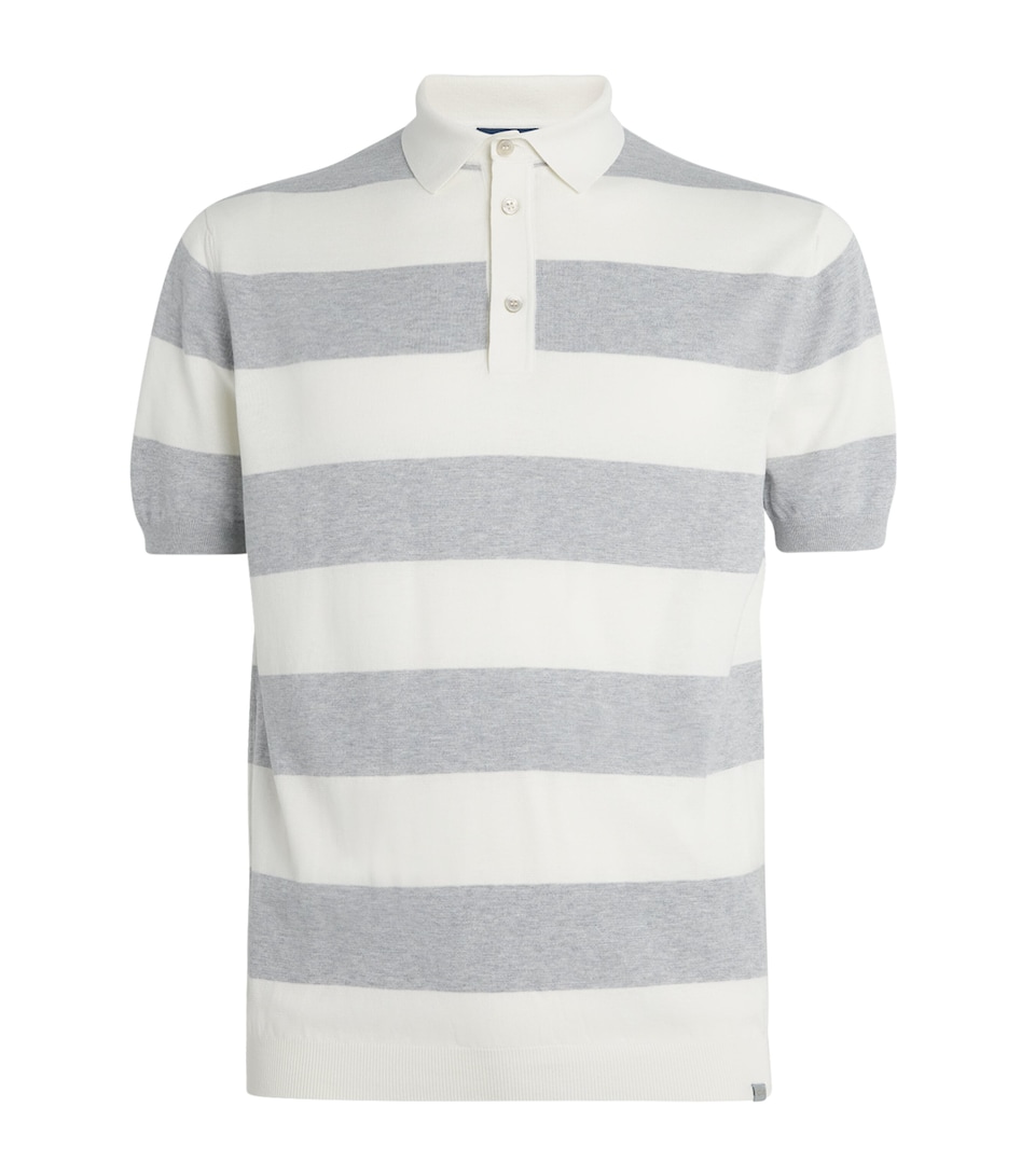 Silk-Cotton Stripe Polo Shirt