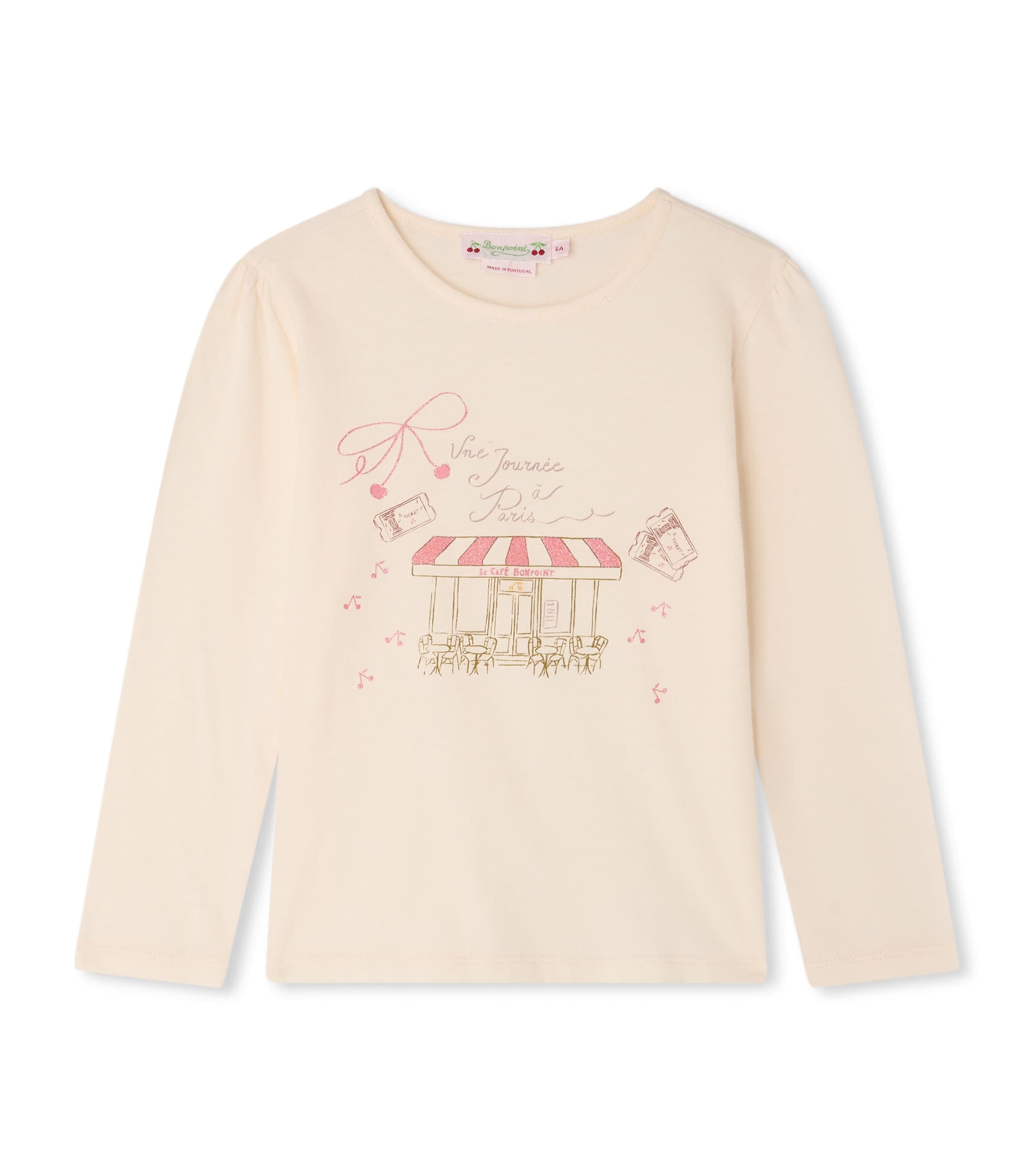 Bonpoint Cotton Printed Long-Sleeve T-Shirt (4 Years) Rose Chamallow