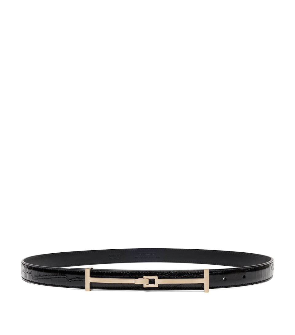 TOM FORD Croc-Embossed Leather Arc Belt Naa