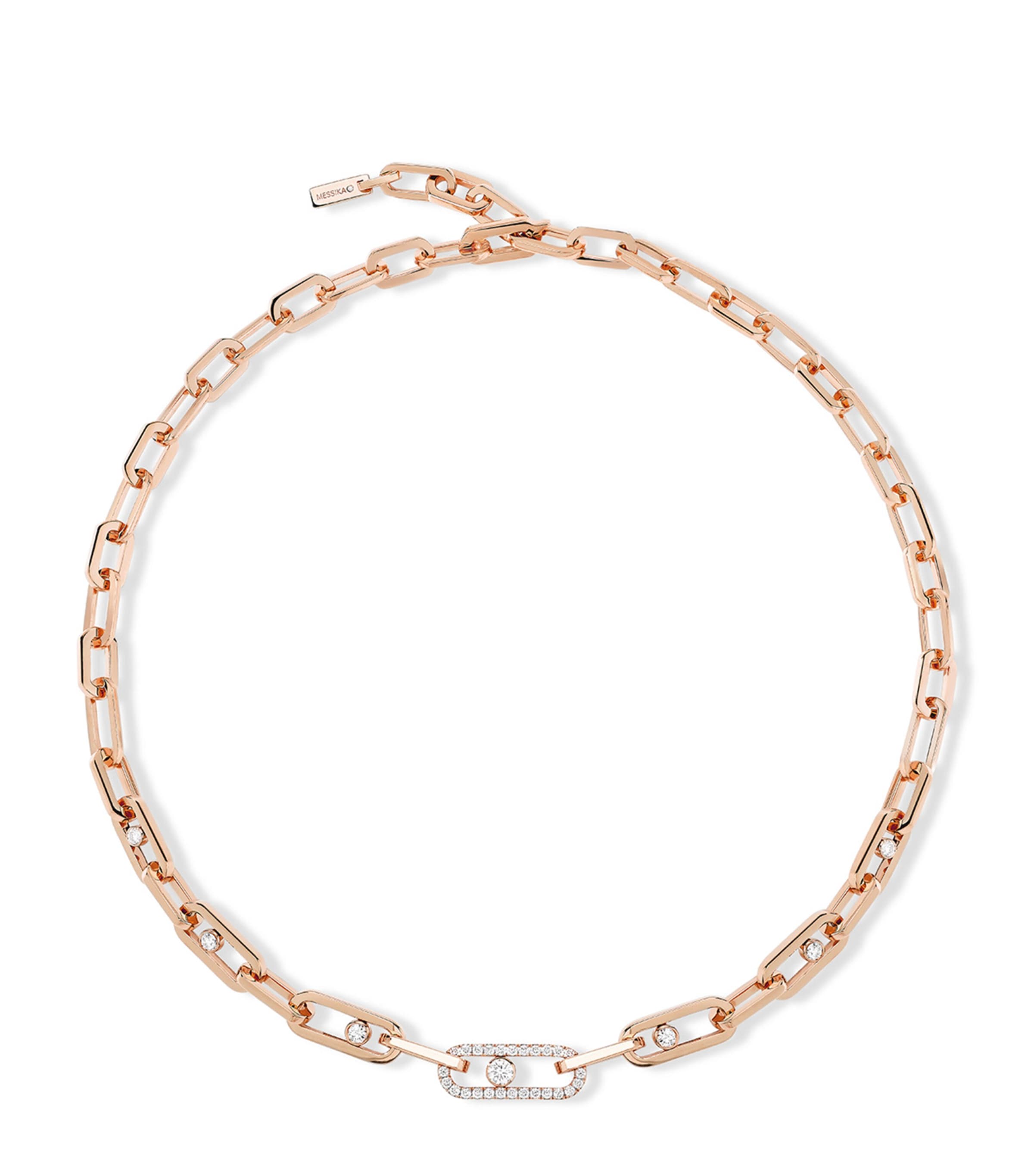 Pink Gold and Diamond Move Link Necklace