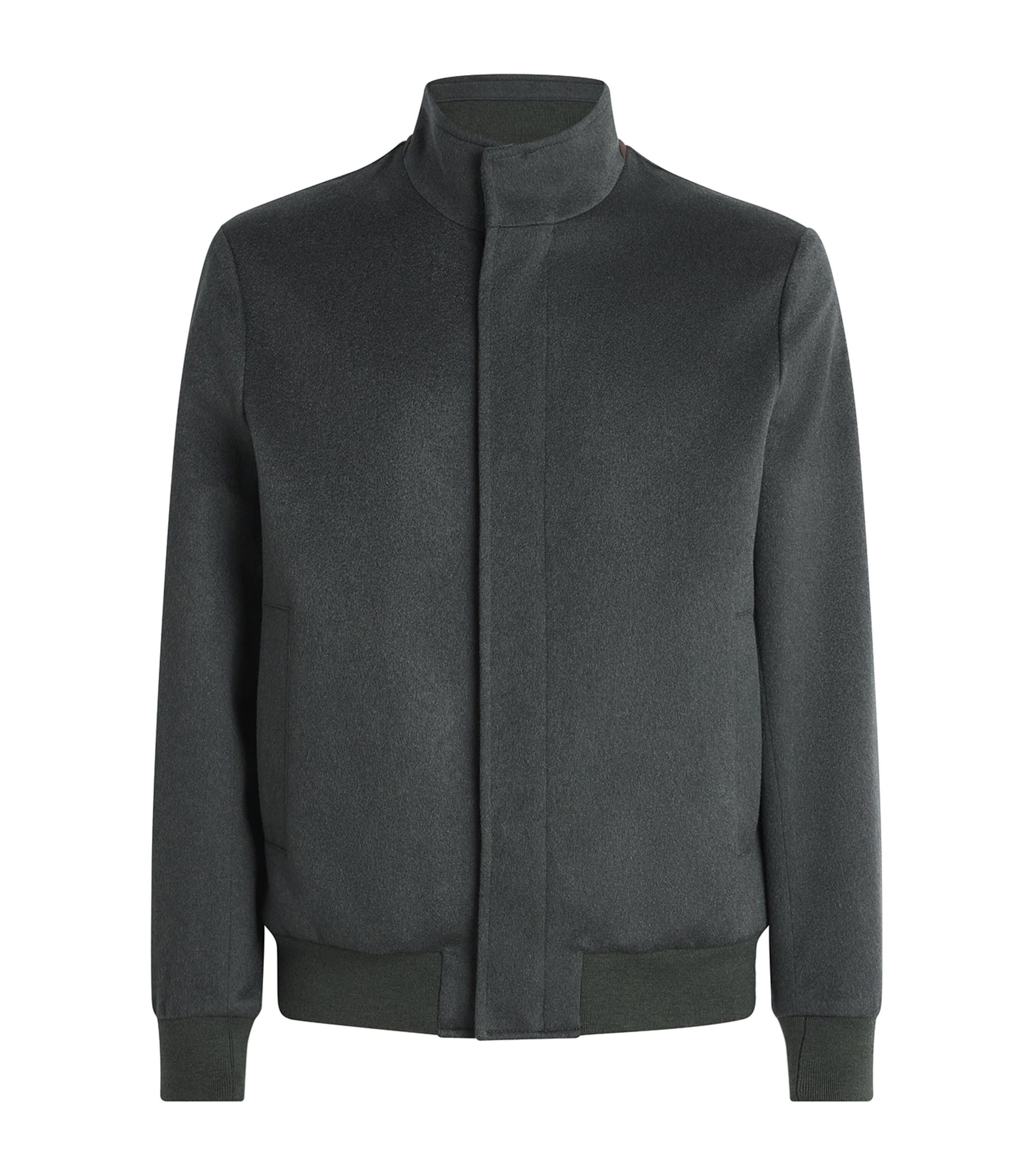 Maurizio Baldassari Mens Cashmere Bomber Jacket Dark Olive