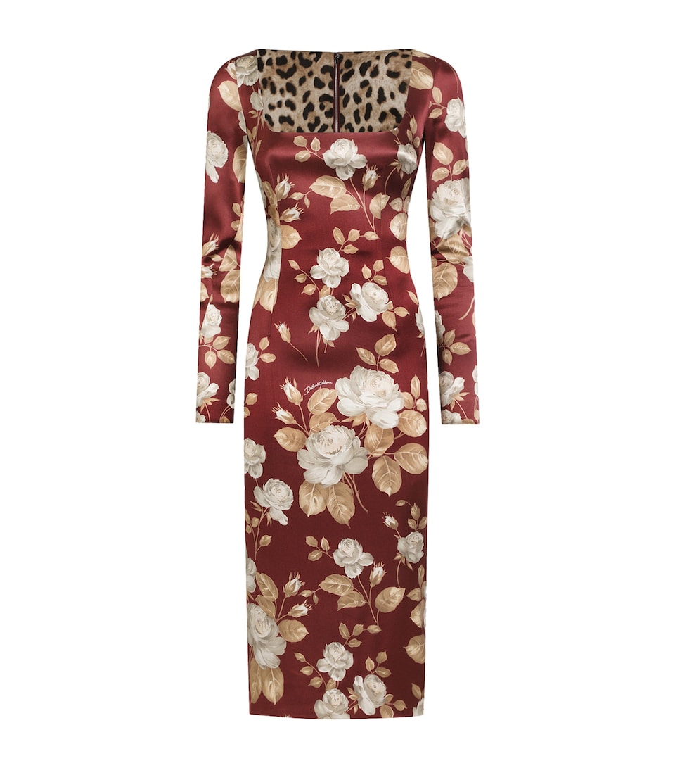 Satin Floral Midi Dress
