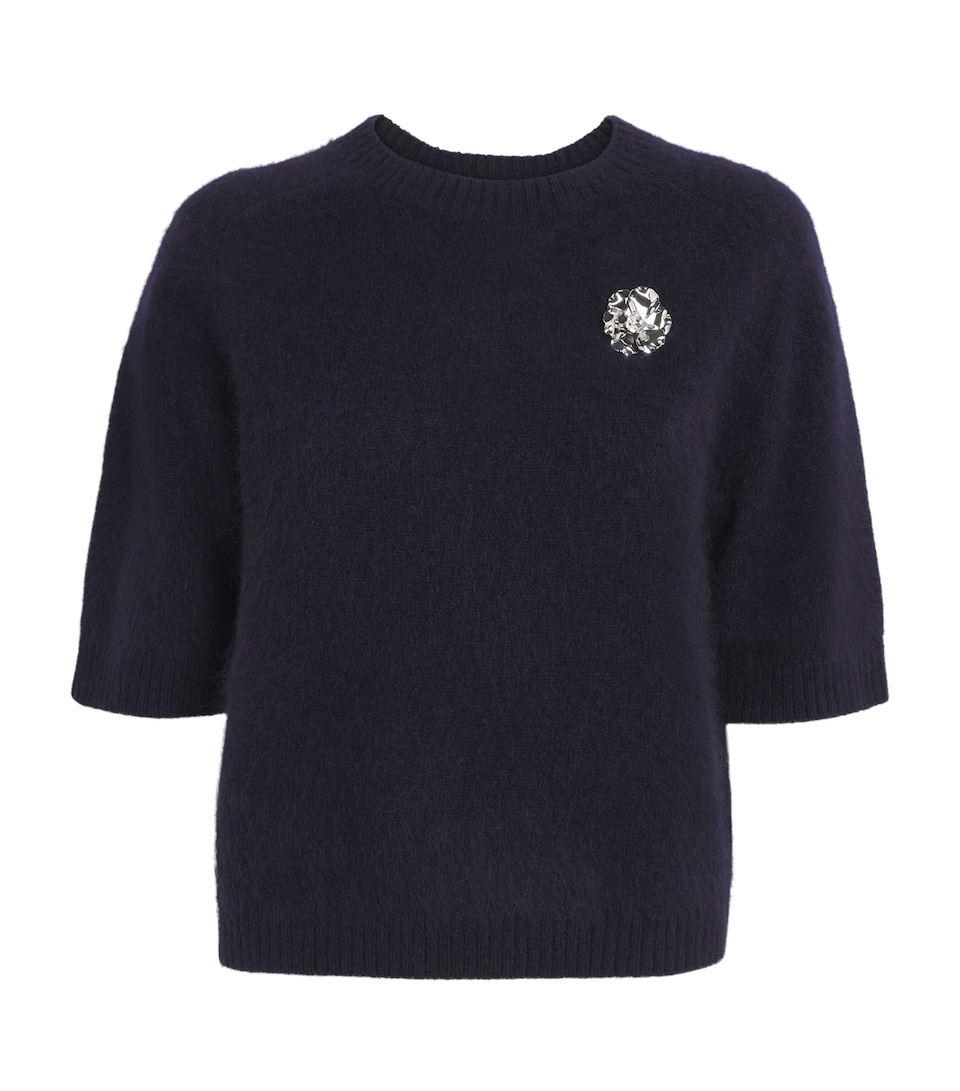 Maje Womens Brooch-Detail Sweater Navy