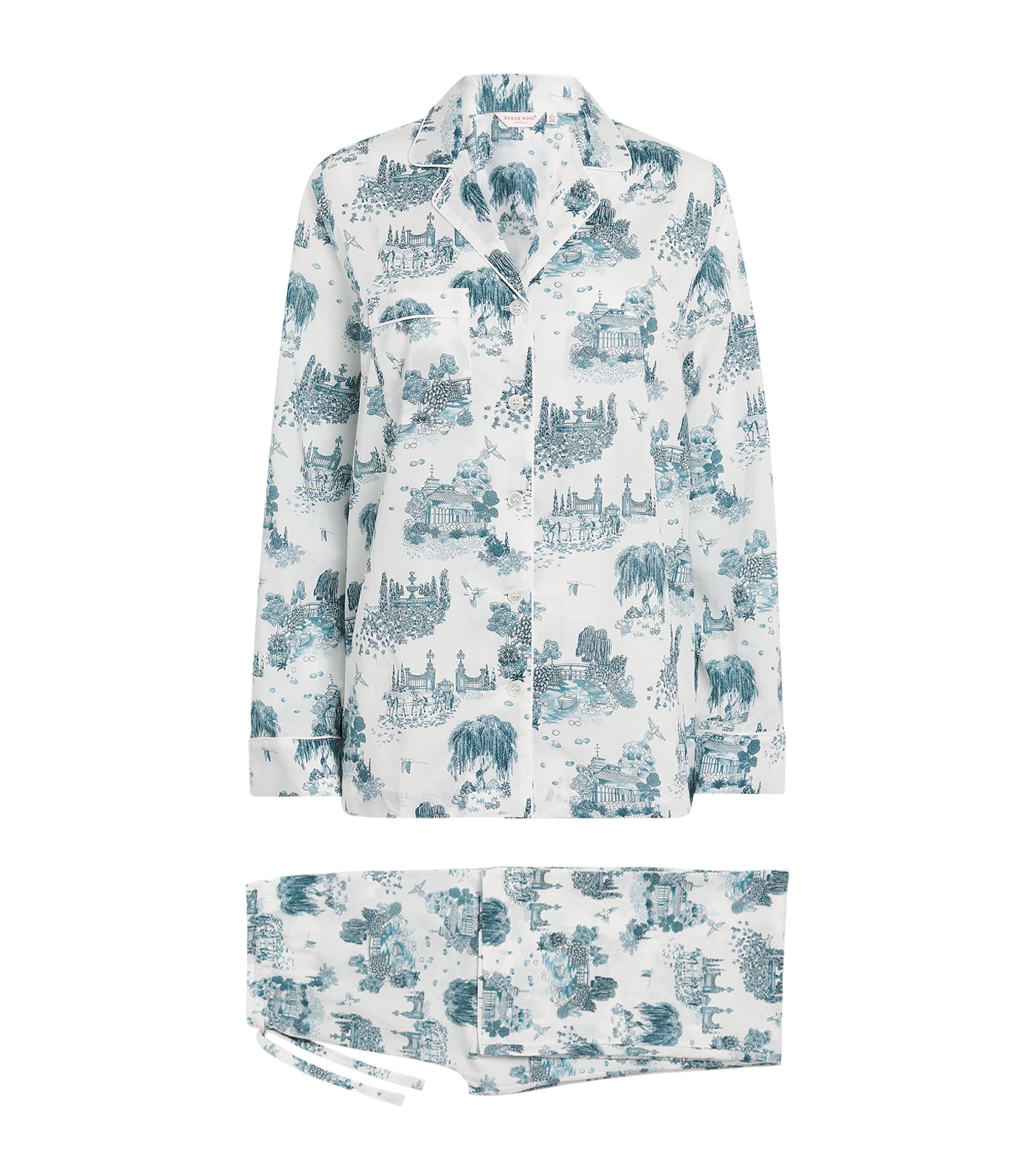 Derek Rose Womens Cotton Ledbury Long Pyjama Set White