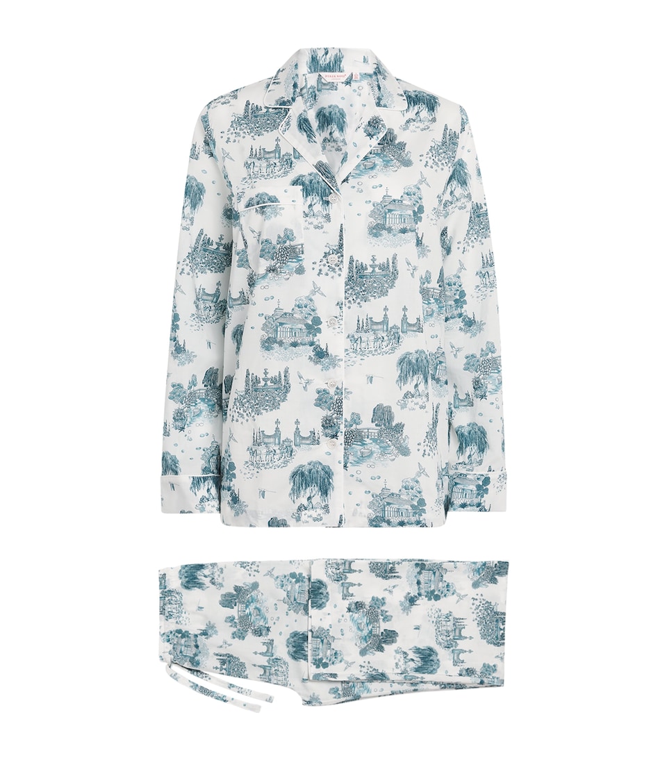 Derek Rose Womens Cotton Ledbury Long Pyjama Set White