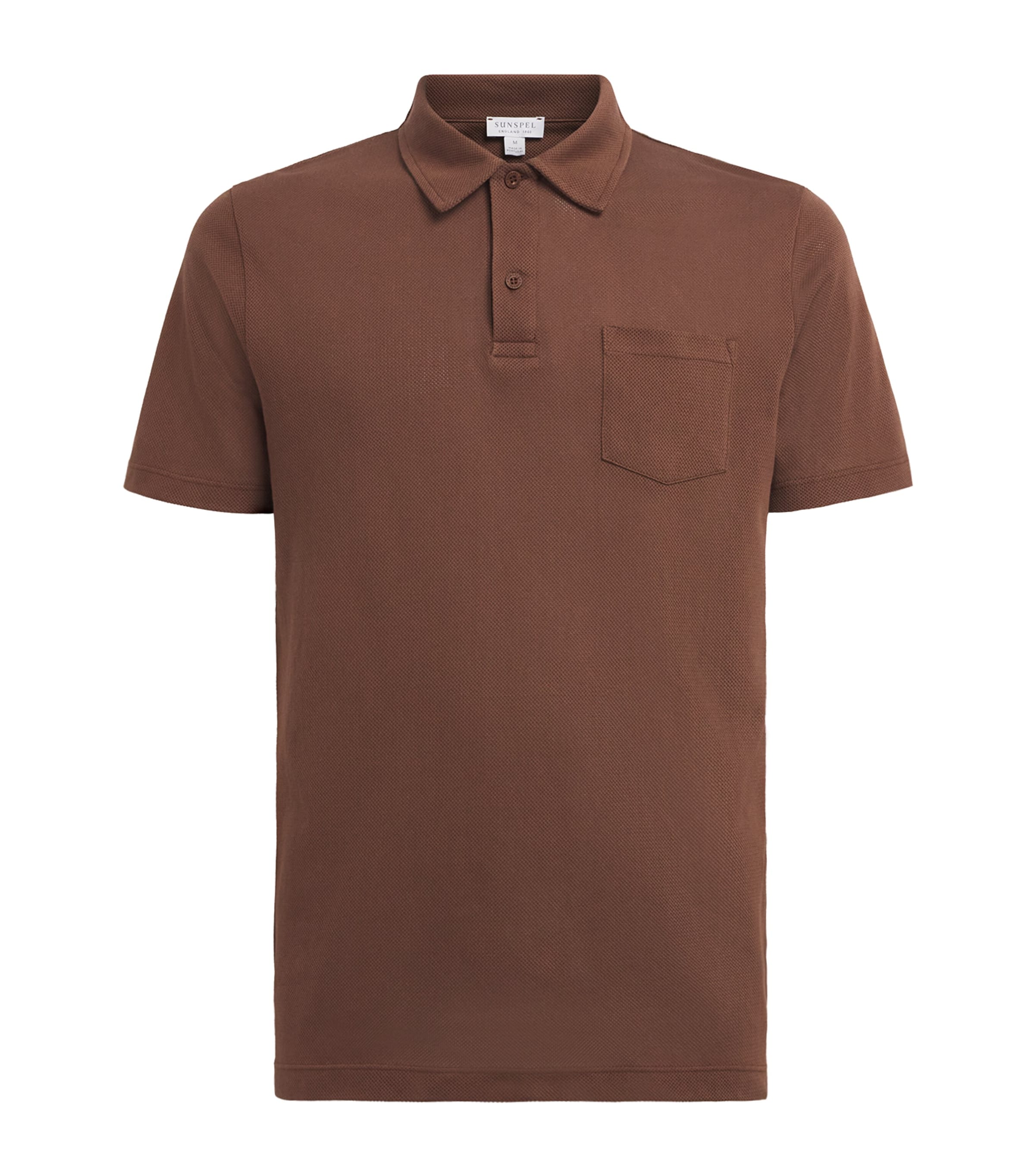 Sunspel Mens Supima Cotton Riviera Polo Shirt Chesnut