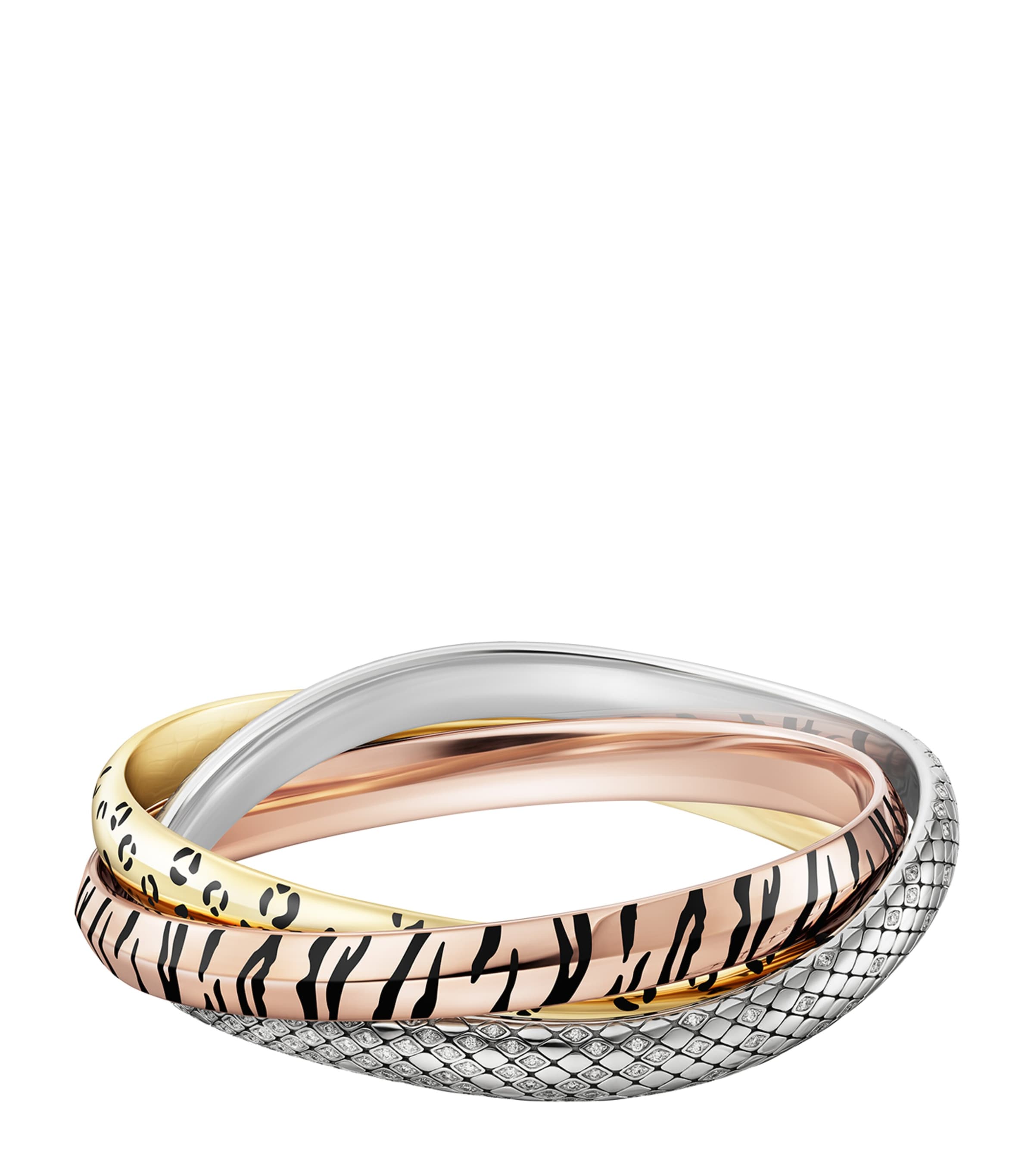Cartier Mixed Gold and Diamond Wild Ones Trinity Bracelet