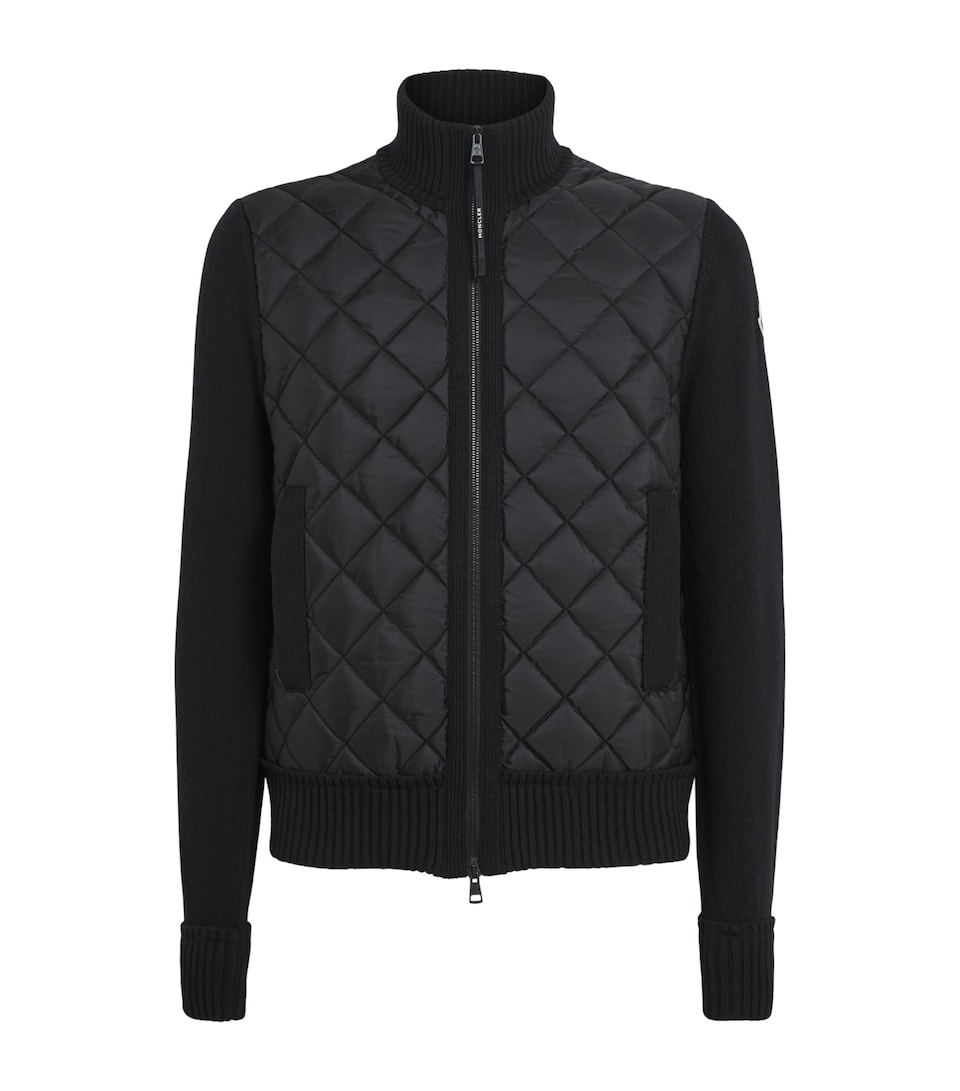 Moncler Mens Virgin Wool Padded Quilted Cardigan