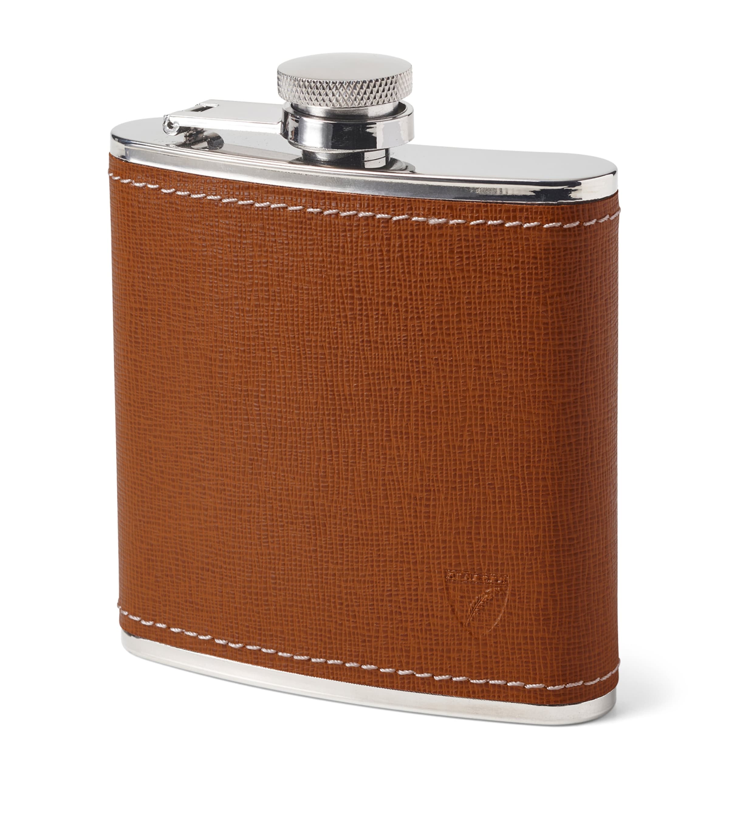 Aspinal Of London Classic Leather Hip Flask Chestnut