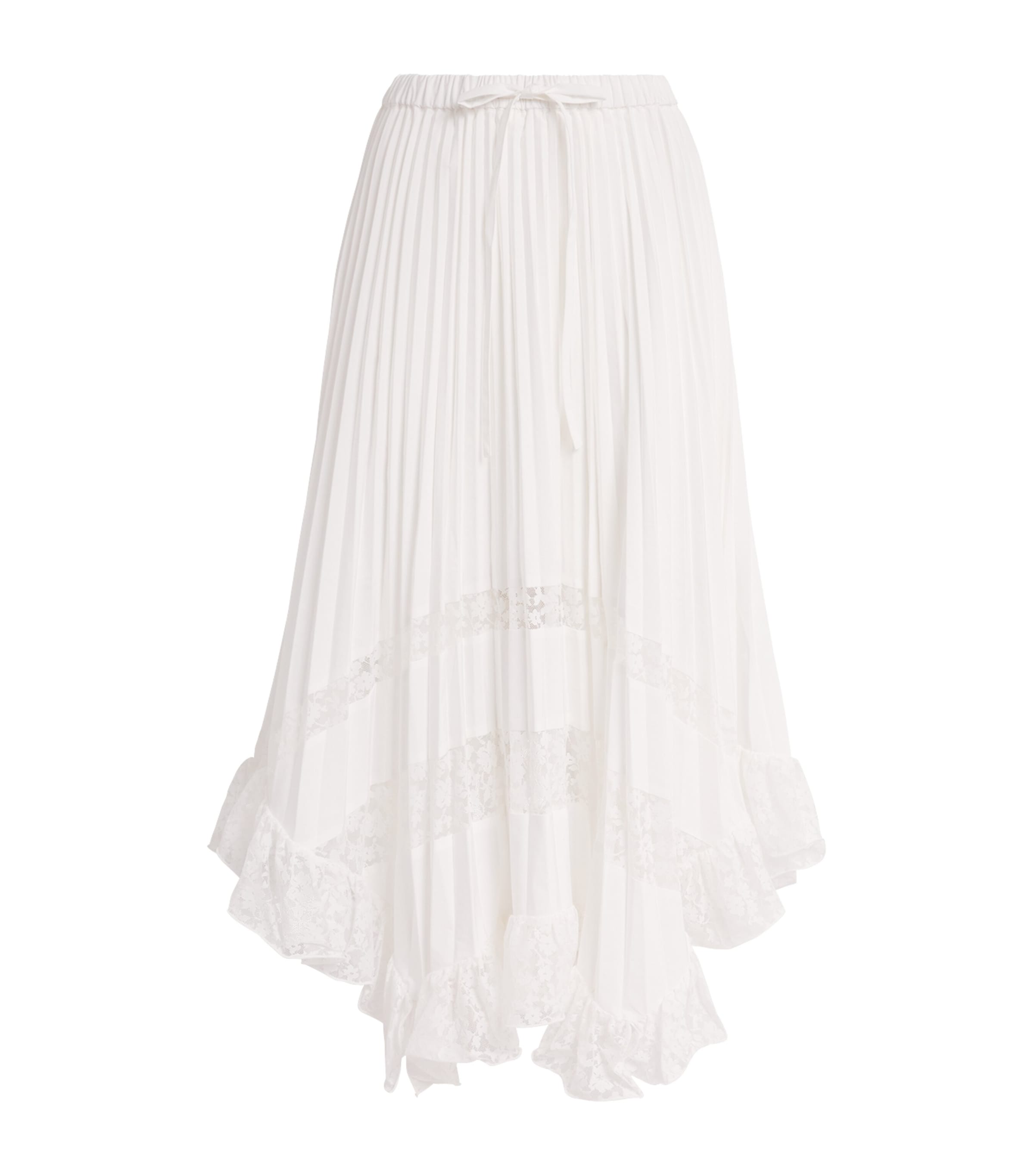 Claudie Pierlot Womens Lace-Insert Midi Skirt Ecru