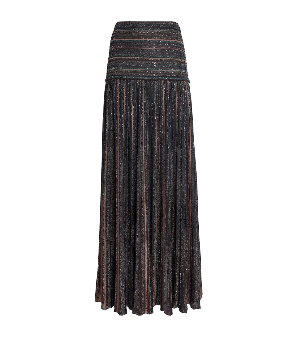 Sequin-Embellished Stripe Maxi Skirt