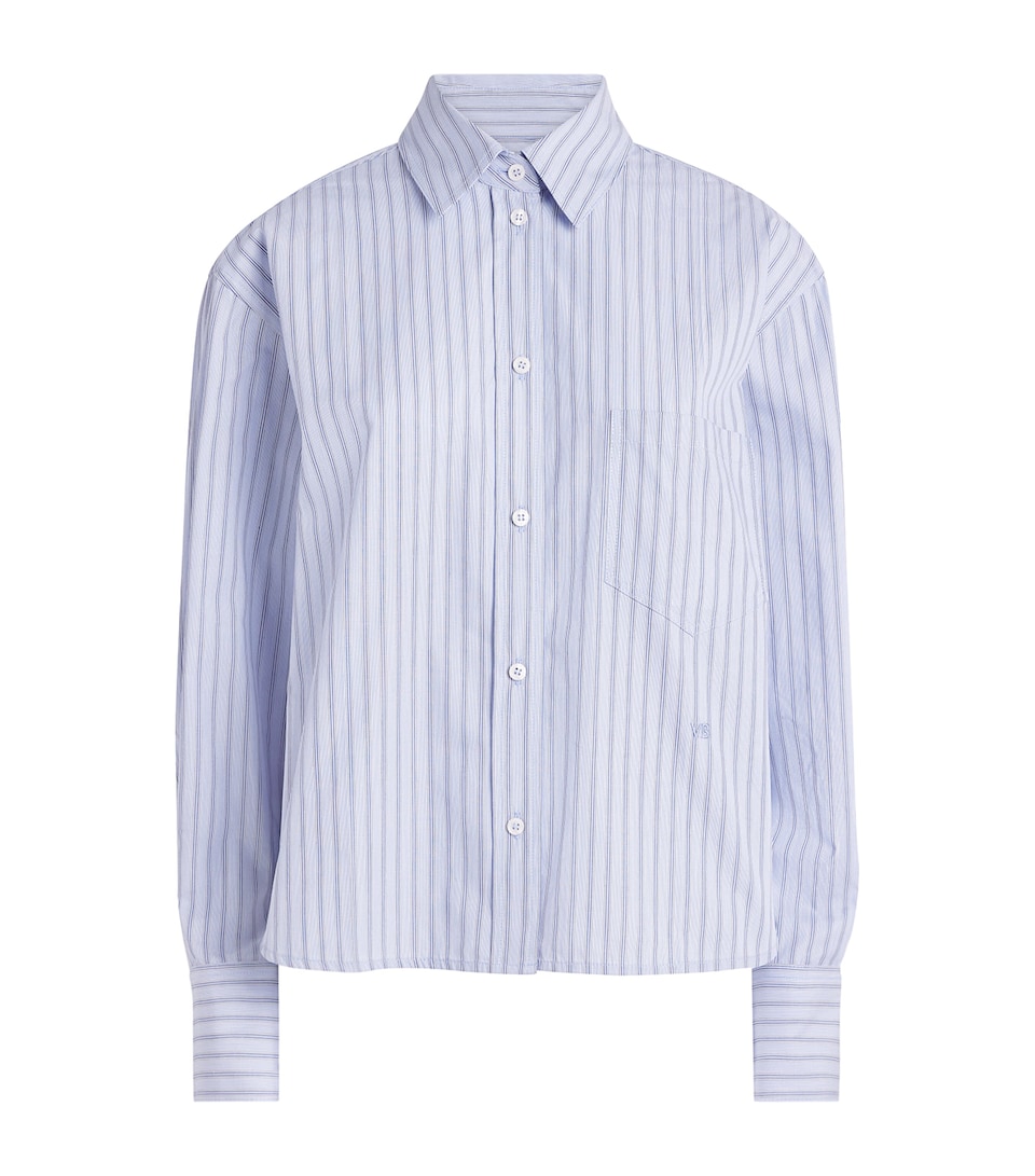 Victoria Beckham Womens Cotton Stripe Cropped Ellys Shirt Blue / Multi