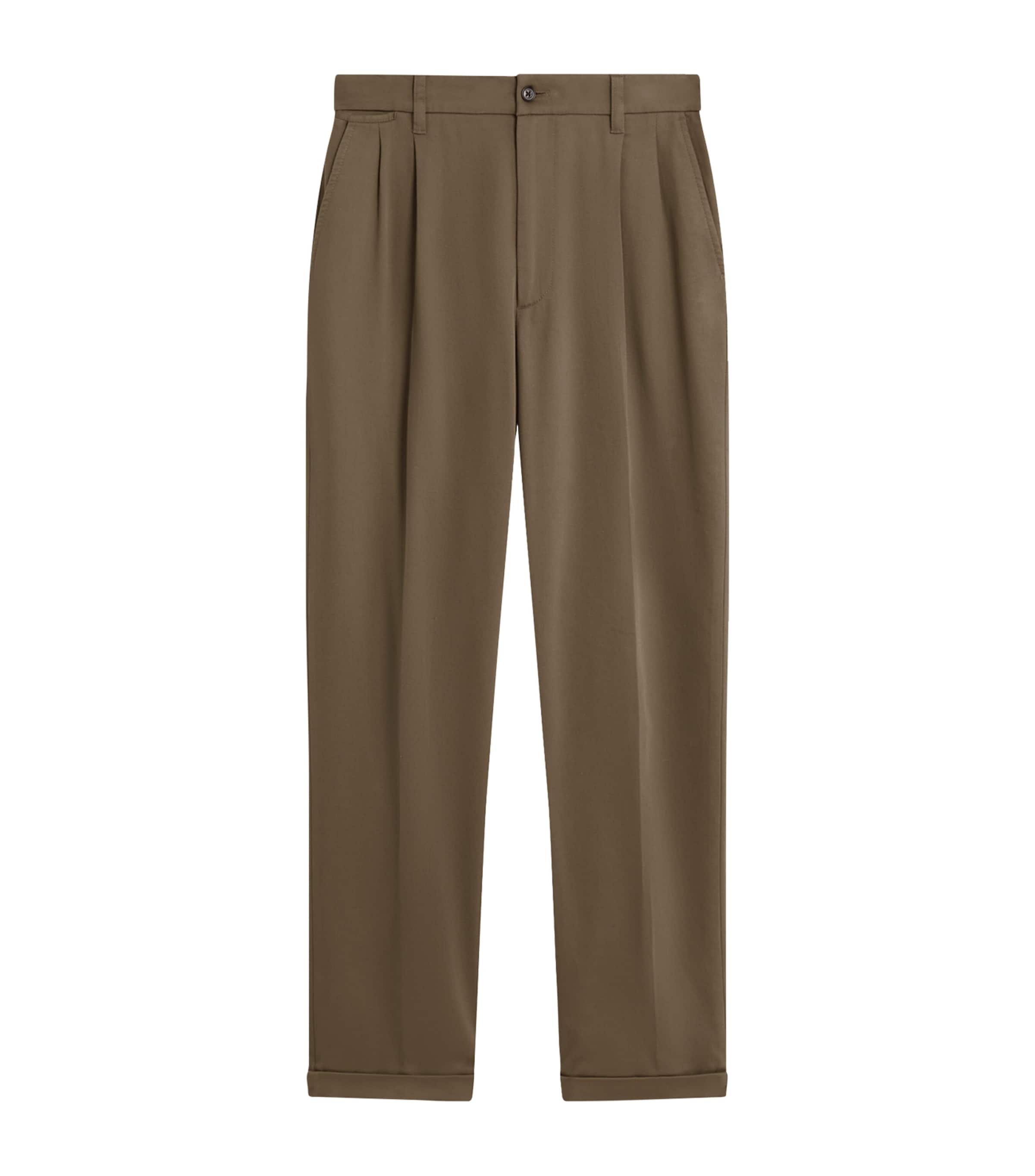 Stretch-Cotton Twill Double-Pleat Chinos