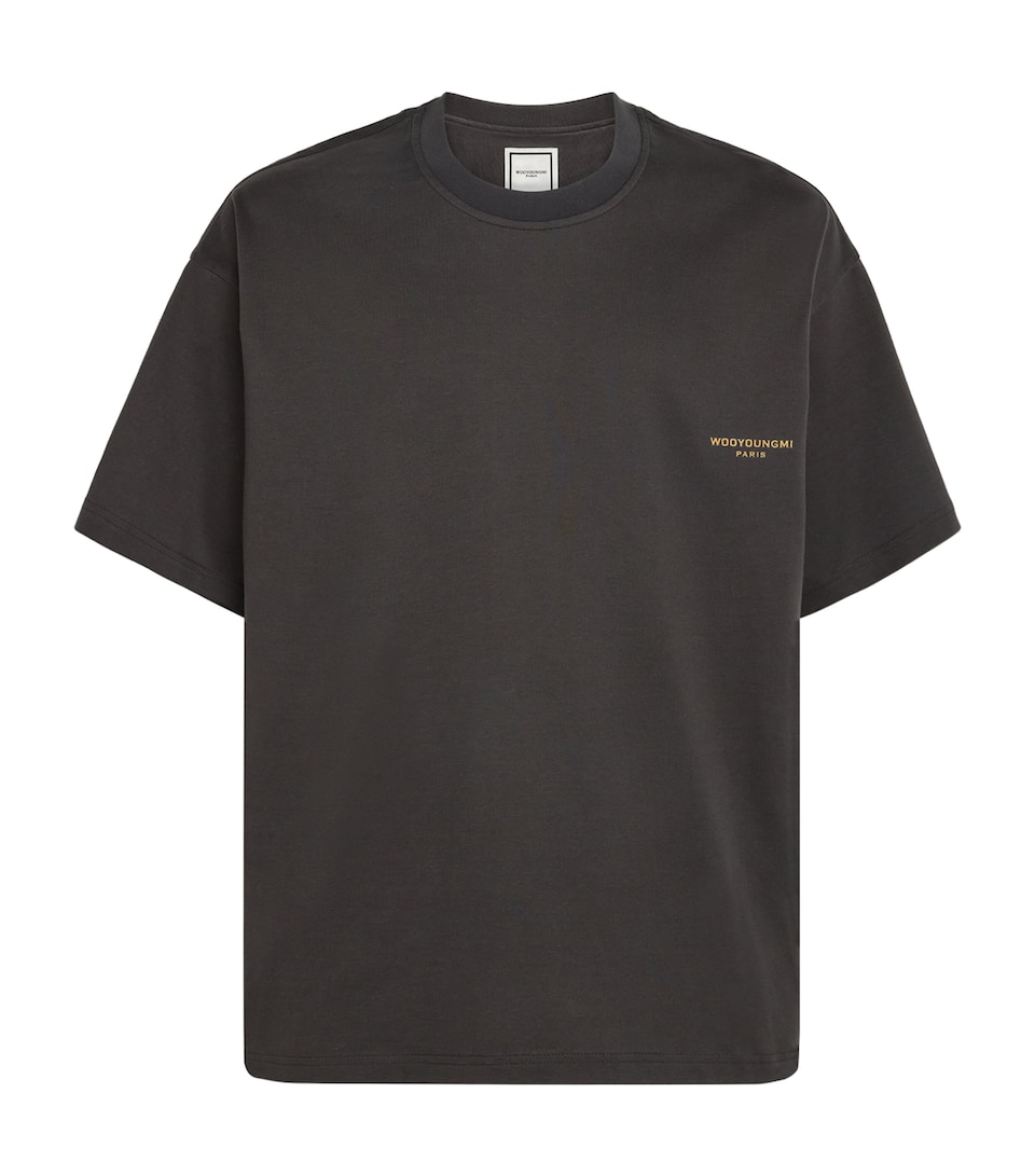 Wooyoungmi Mens Cotton Graphic Print T-Shirt Grey