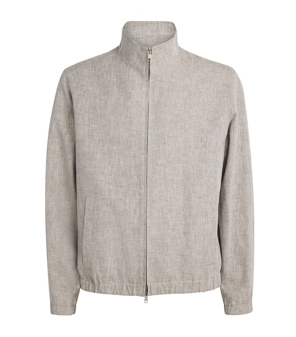 Yves Salomon Mens Linen Zip-Up Jacket Lin