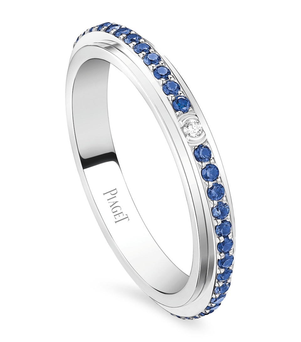 White Gold, Diamond and Sapphire Possession Ring