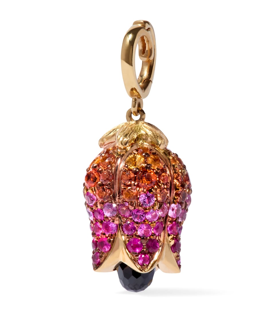 Yellow Gold, Sapphire and Spinel Tulips Pendant Charm