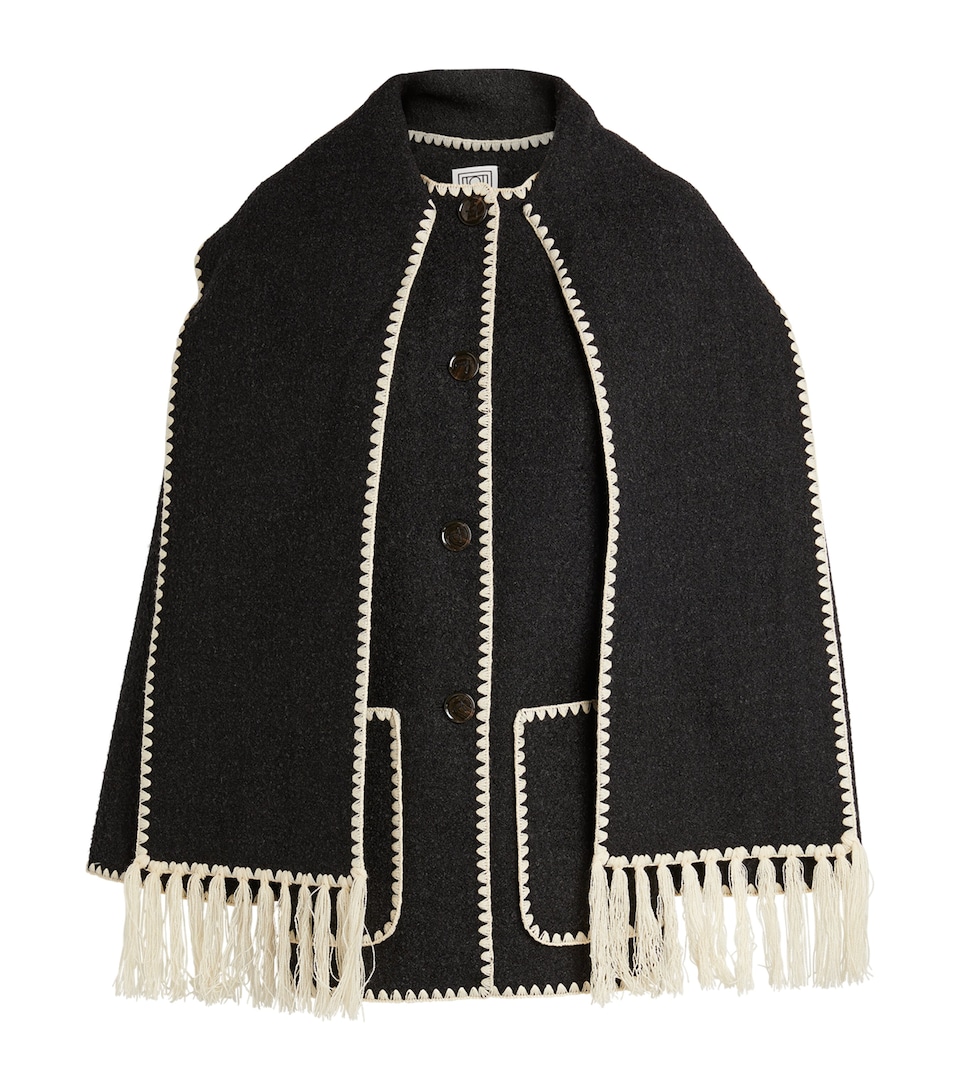 Wool-Blend Scarf Jacket