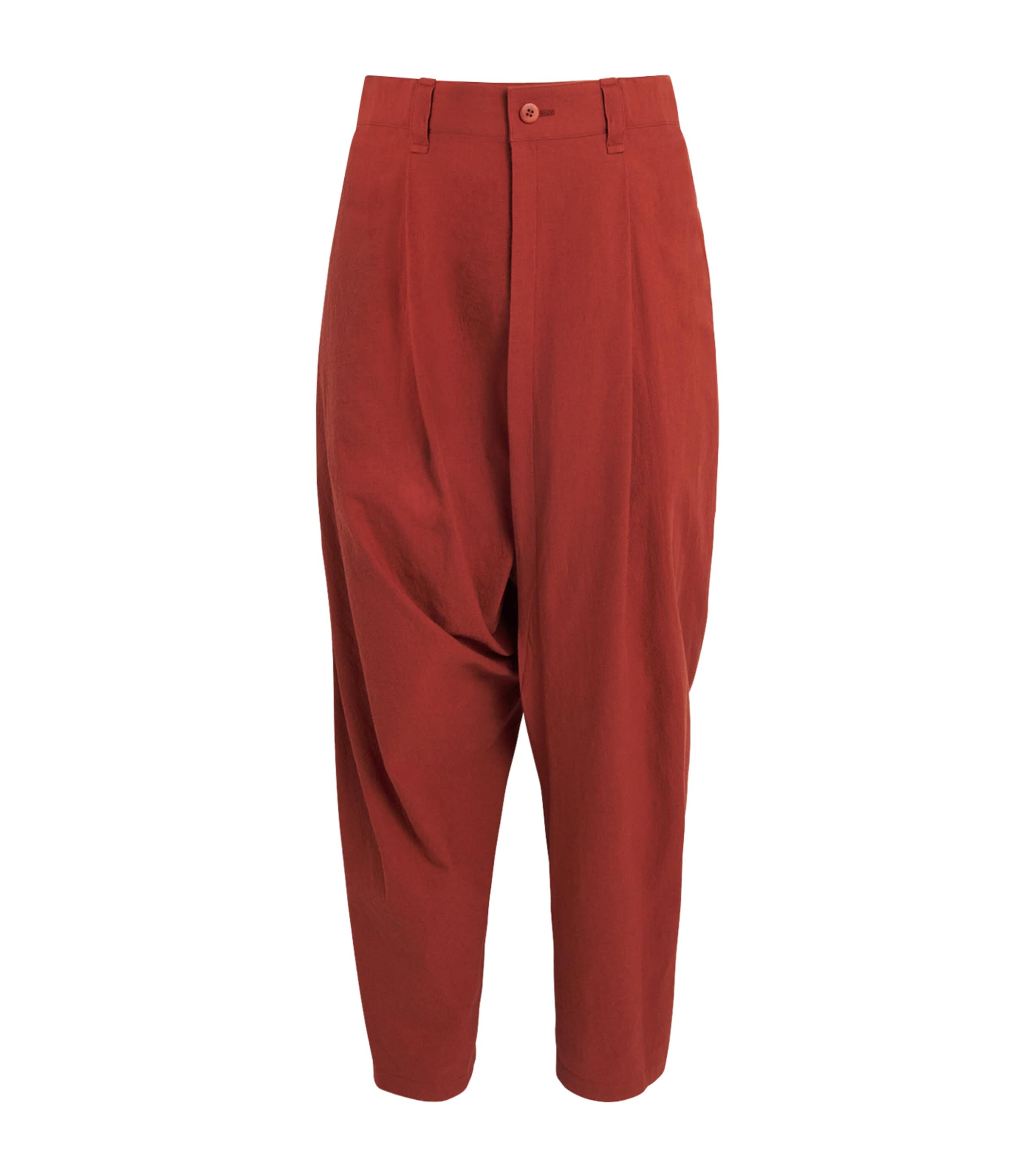 IM MEN Mens Cotton Yak Pleated Trousers Red
