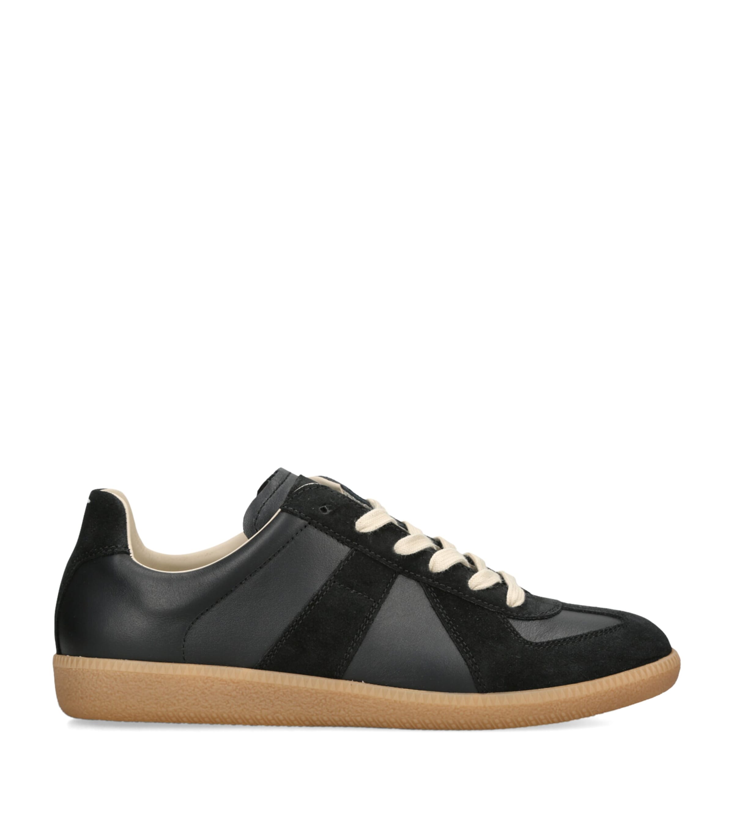 Maison Margiela Leather-Suede Replica Sneakers Black