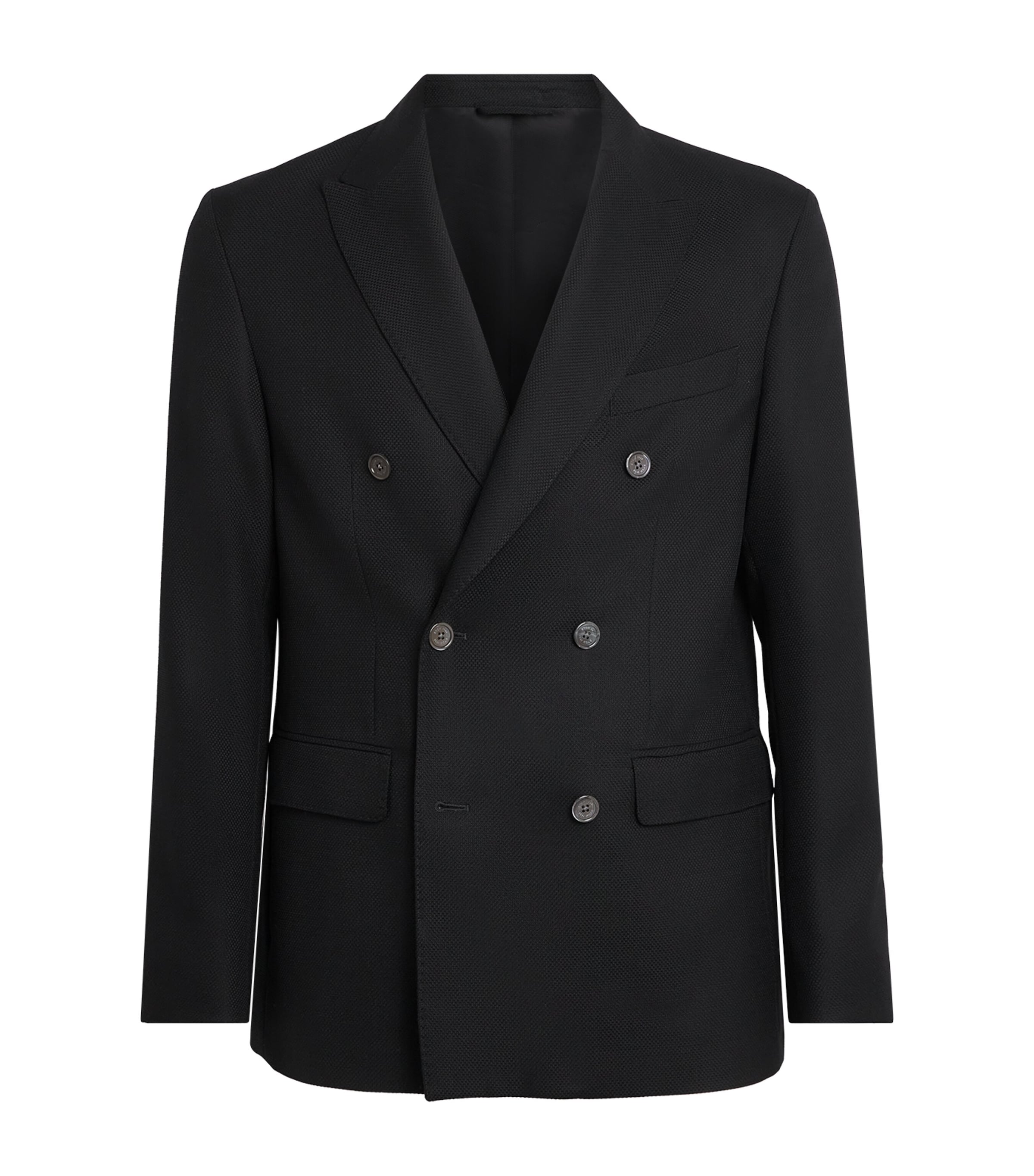 Eton Mens Wool Double-Breasted Blazer Black