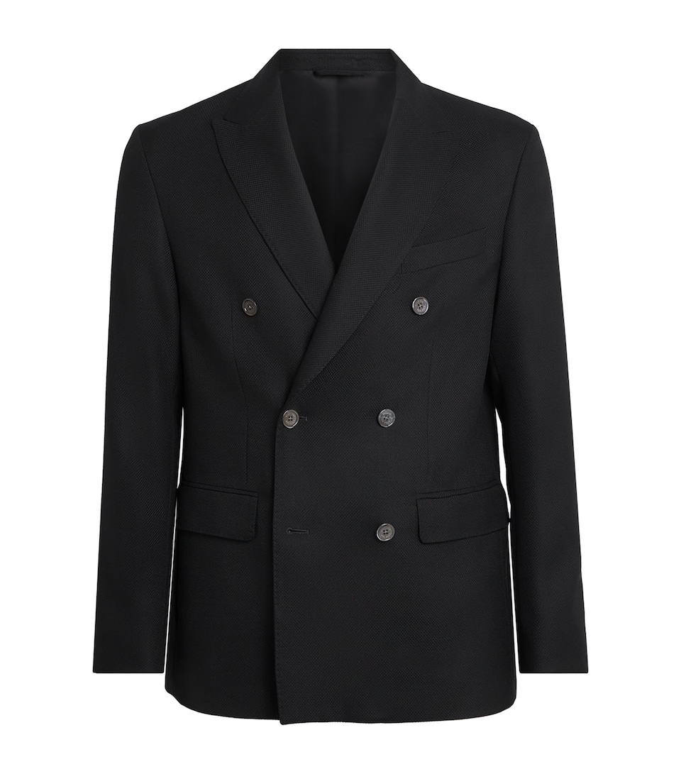 Eton Mens Wool Double-Breasted Blazer Black