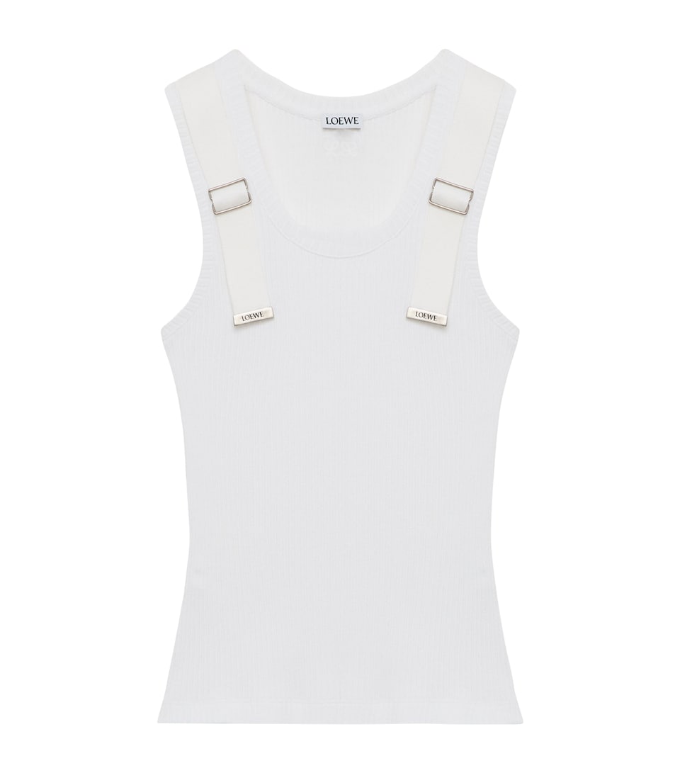 LOEWE Womens Embellished Tank Top White