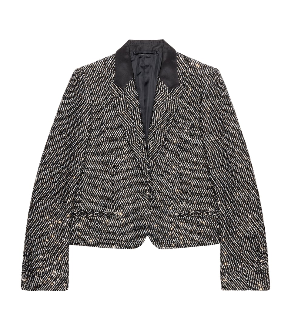 TOM FORD Womens Tweed Sequinned Cropped Blazer Ynd