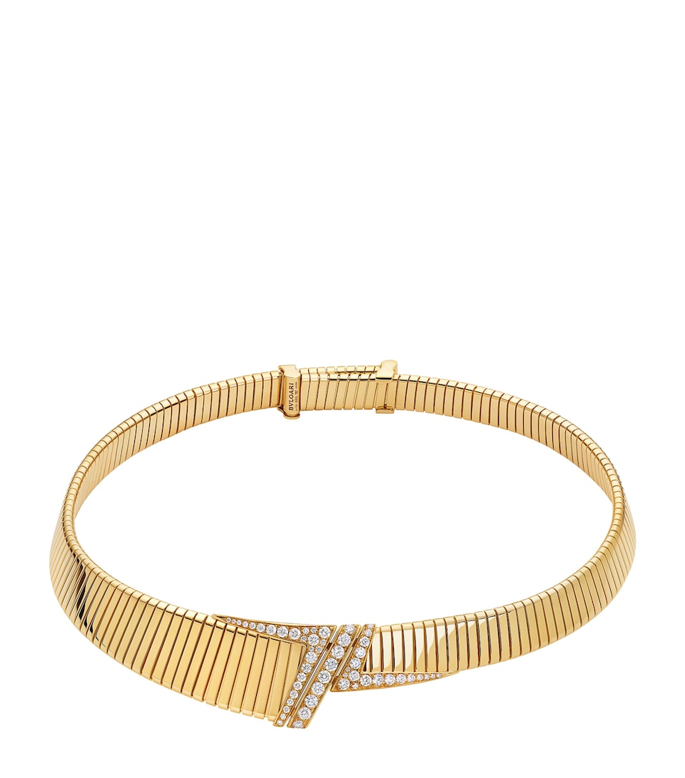 Bvlgari Yellow Gold and Diamond Tubogas Necklace Yellow Gold