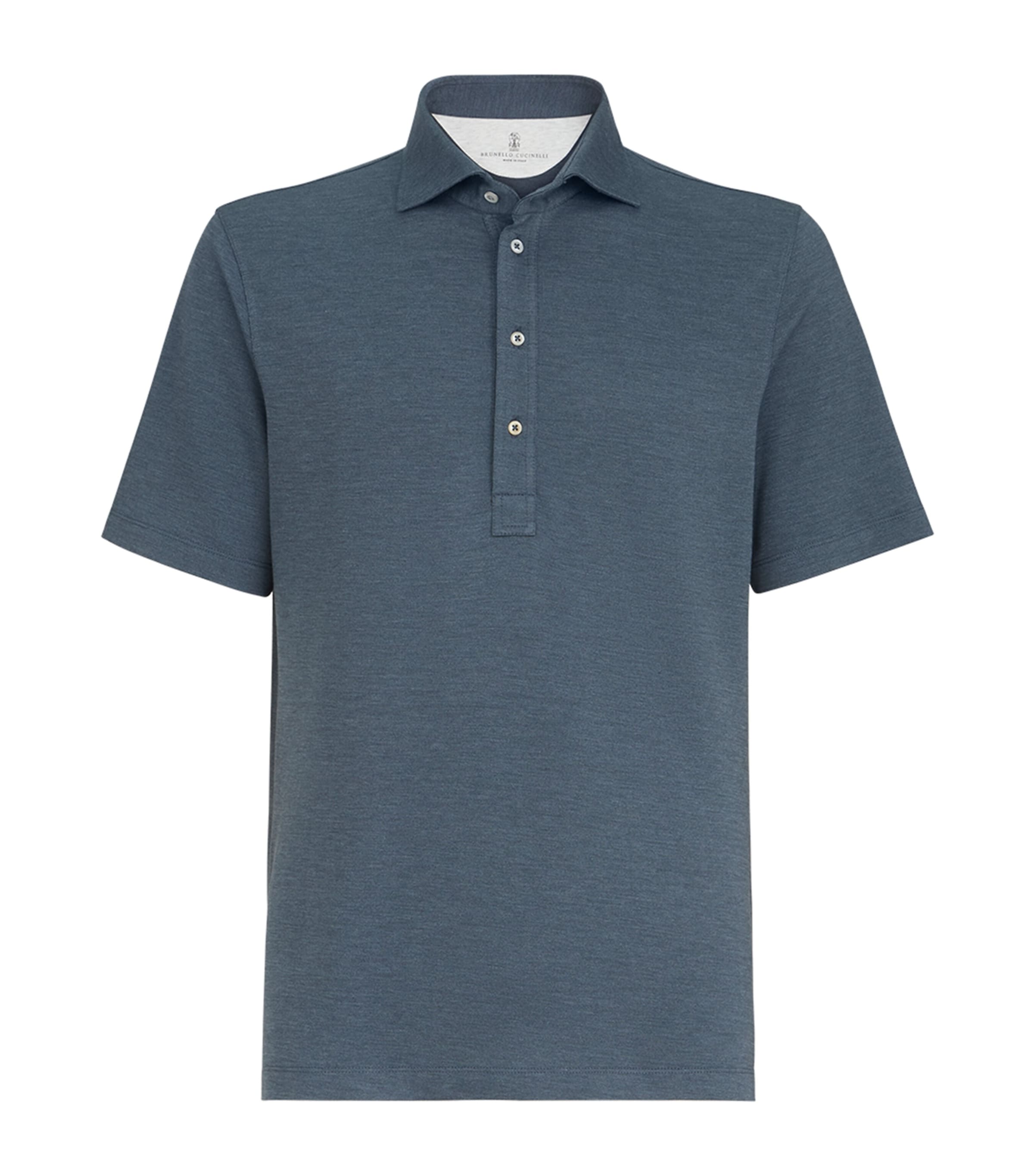 Brunello Cucinelli Mens Virgin Wool-Silk-Cotton Polo Shirt