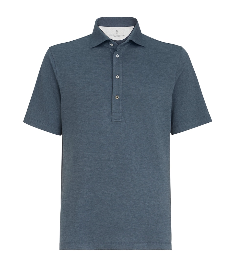 Brunello Cucinelli Mens Virgin Wool-Silk-Cotton Polo Shirt