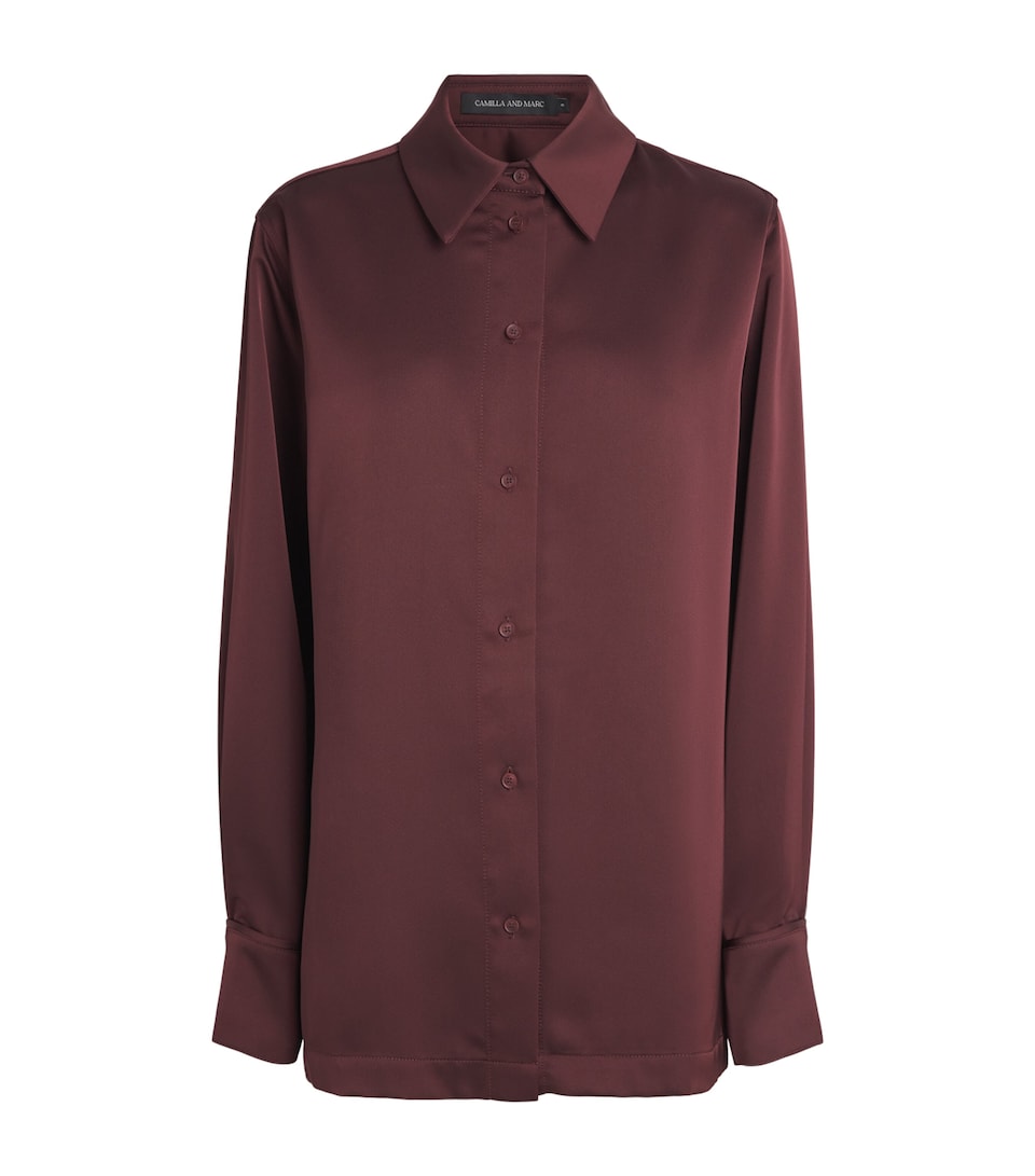 CAMILLA AND MARC Womens Satin Ground Shirt Burgundy