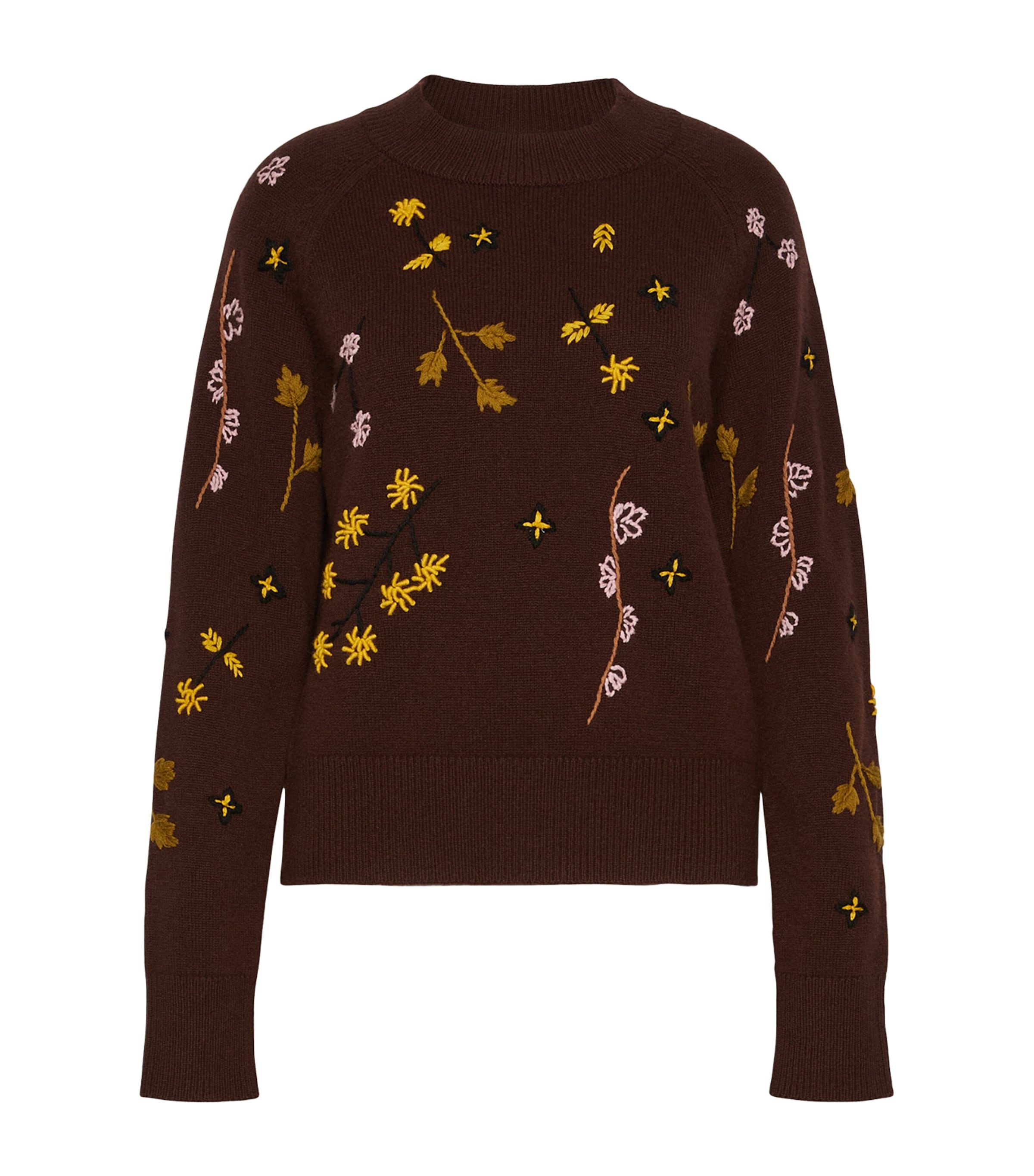 Weekend Max Mara Womens Virgin Wool Embroidered Sweater Dark Brown