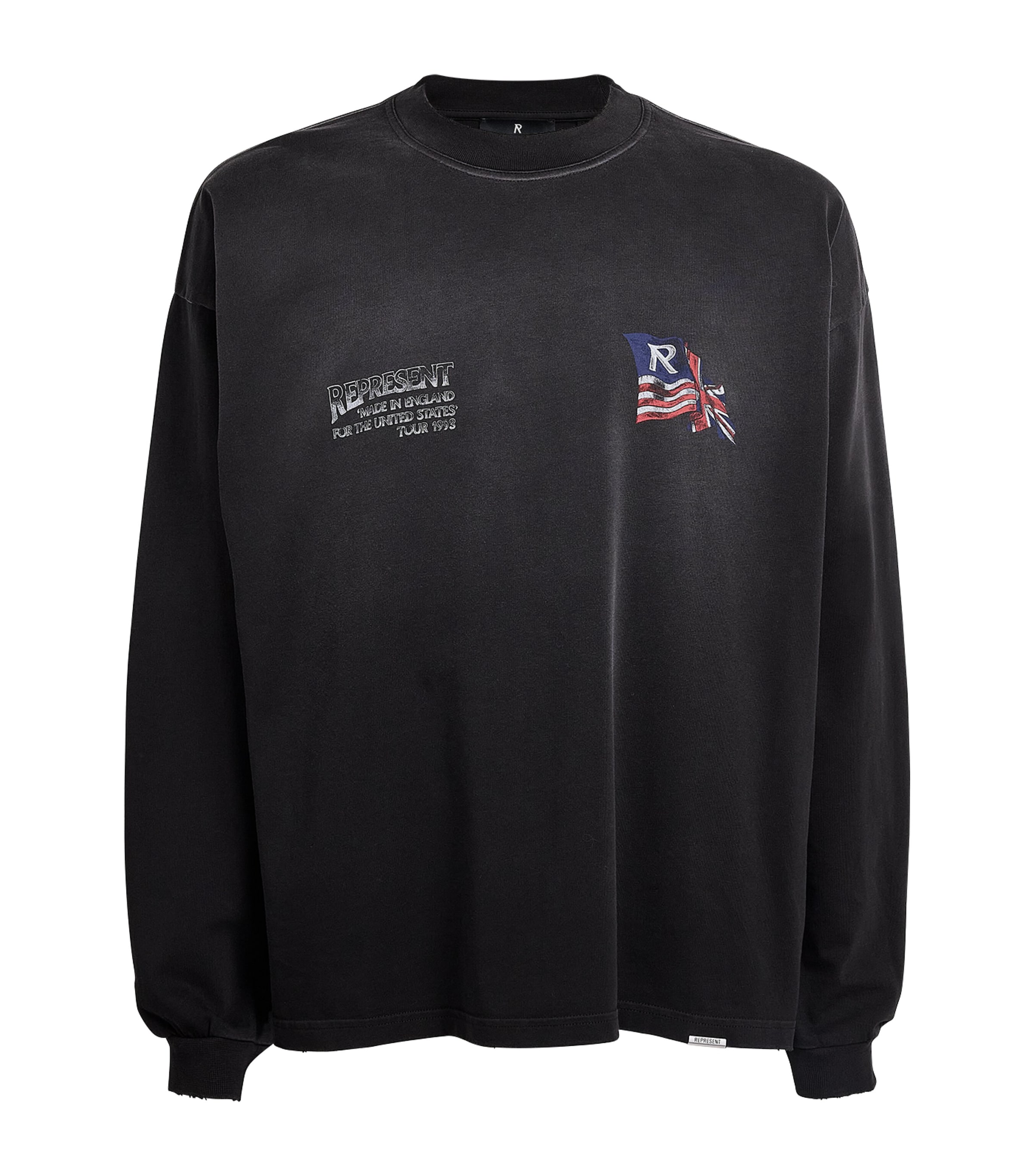 Represent Mens Cotton Eagle Long-Sleeve T-Shirt Black