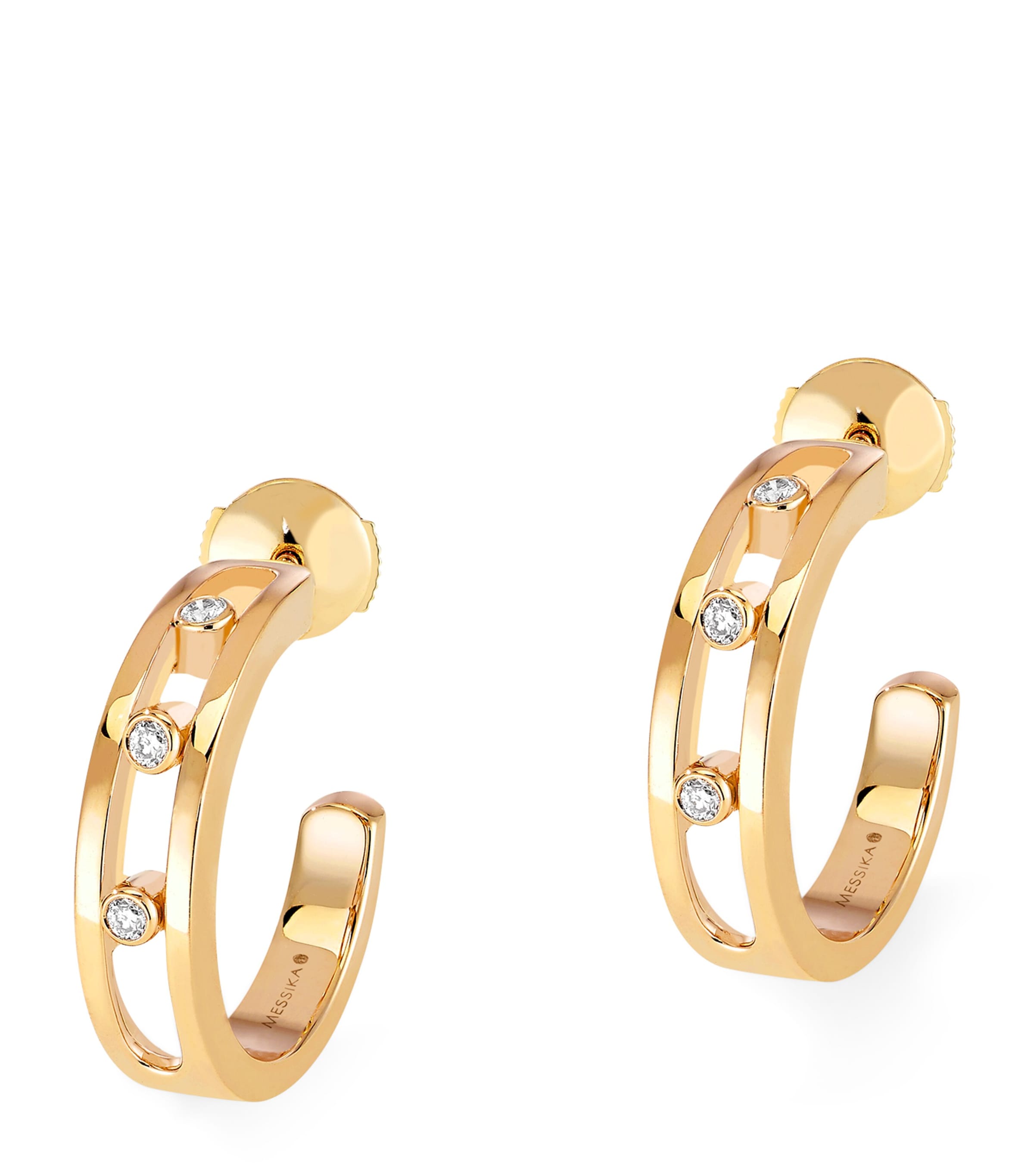 Yellow Gold and Diamond Move Classique Hoop Earrings