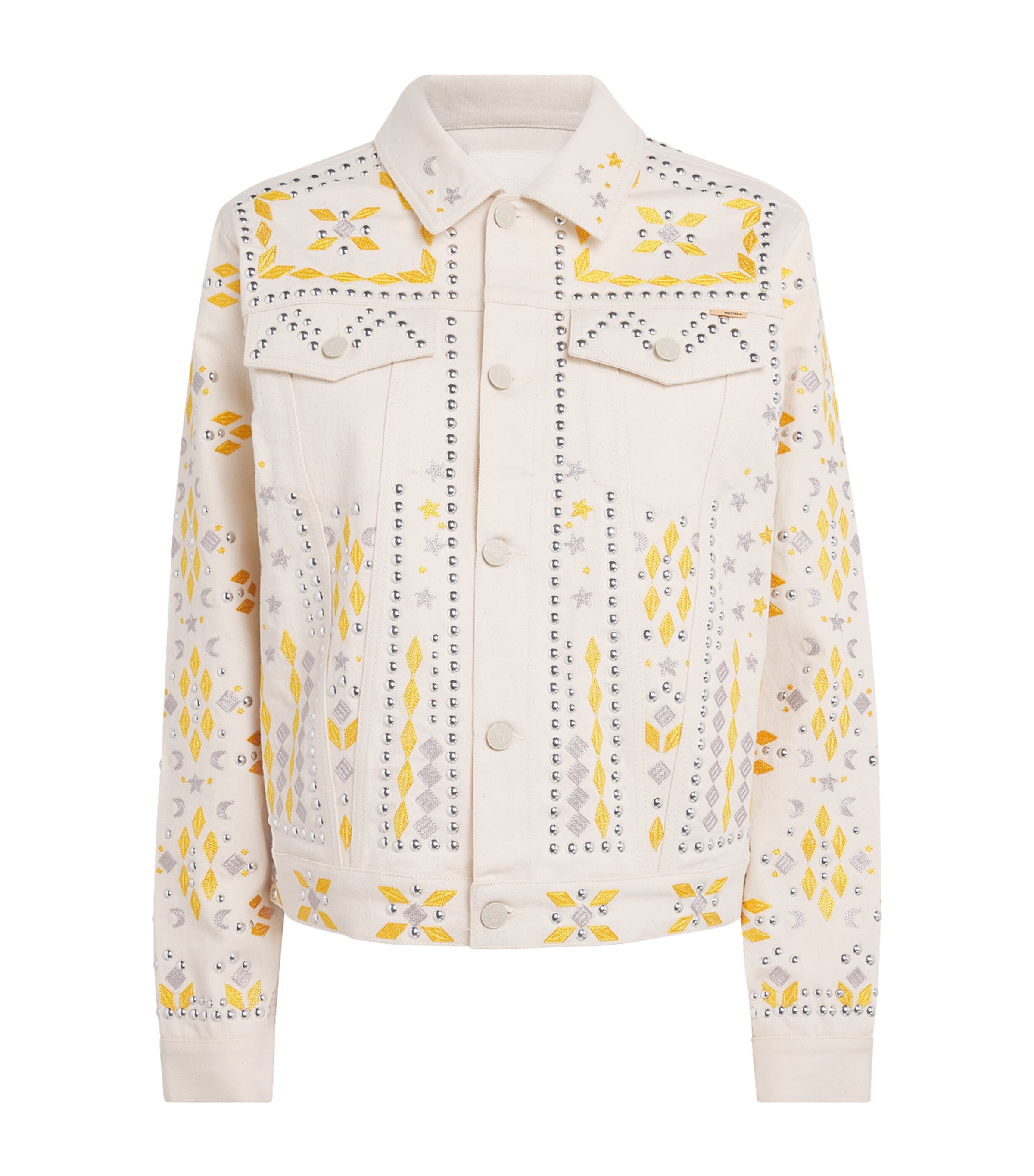MOTHER Womens Embellished The Bruiser Denim Jacket All Natural